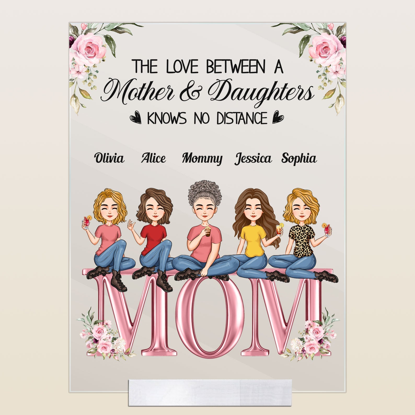 The Love Between A Mother & Daughters Knows No Distance - Personalized Acrylic Plaque