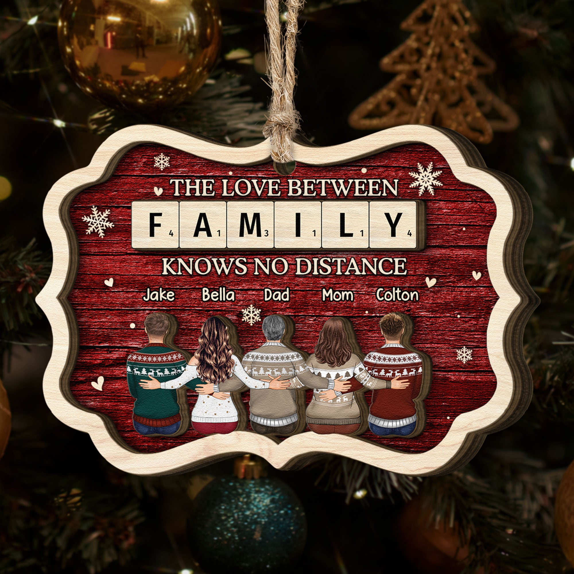 The Love Between Family Christmas - Personalized Wooden Ornament