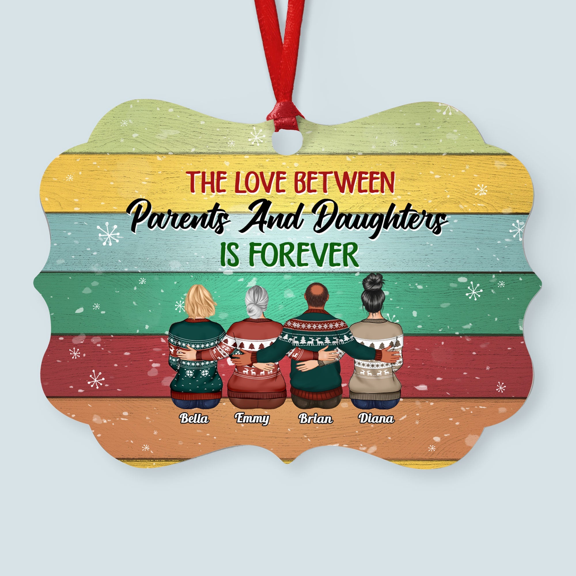 The Love Between Family Is Forever - Personalized Aluminum Ornament - Christmas Gift Parents Ornament For Mom, Dad, Children - Family Hugging