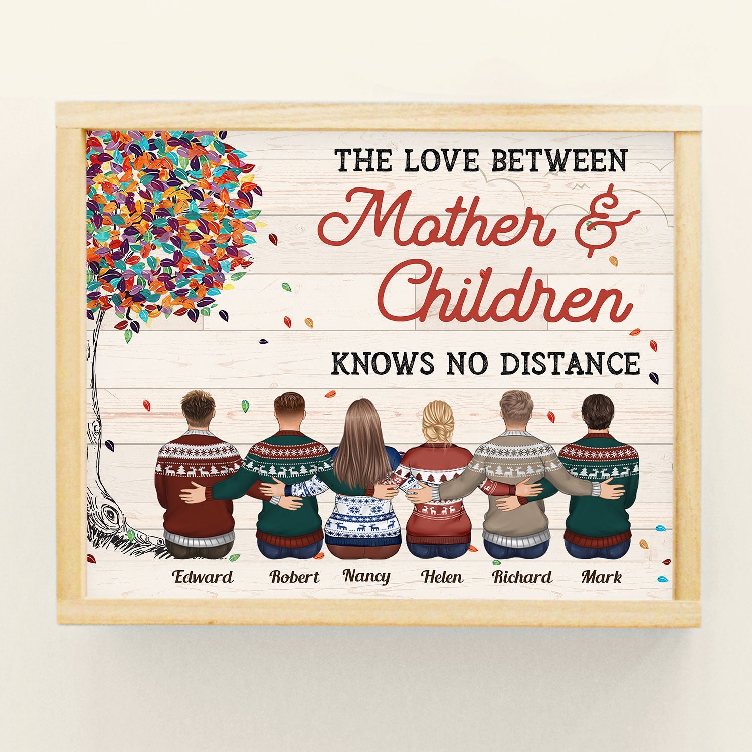 The Love Between Mother & Children Knows No Distance - Personalized Poster - Mother's Day Gift For Mom, Mother - Family Hugging