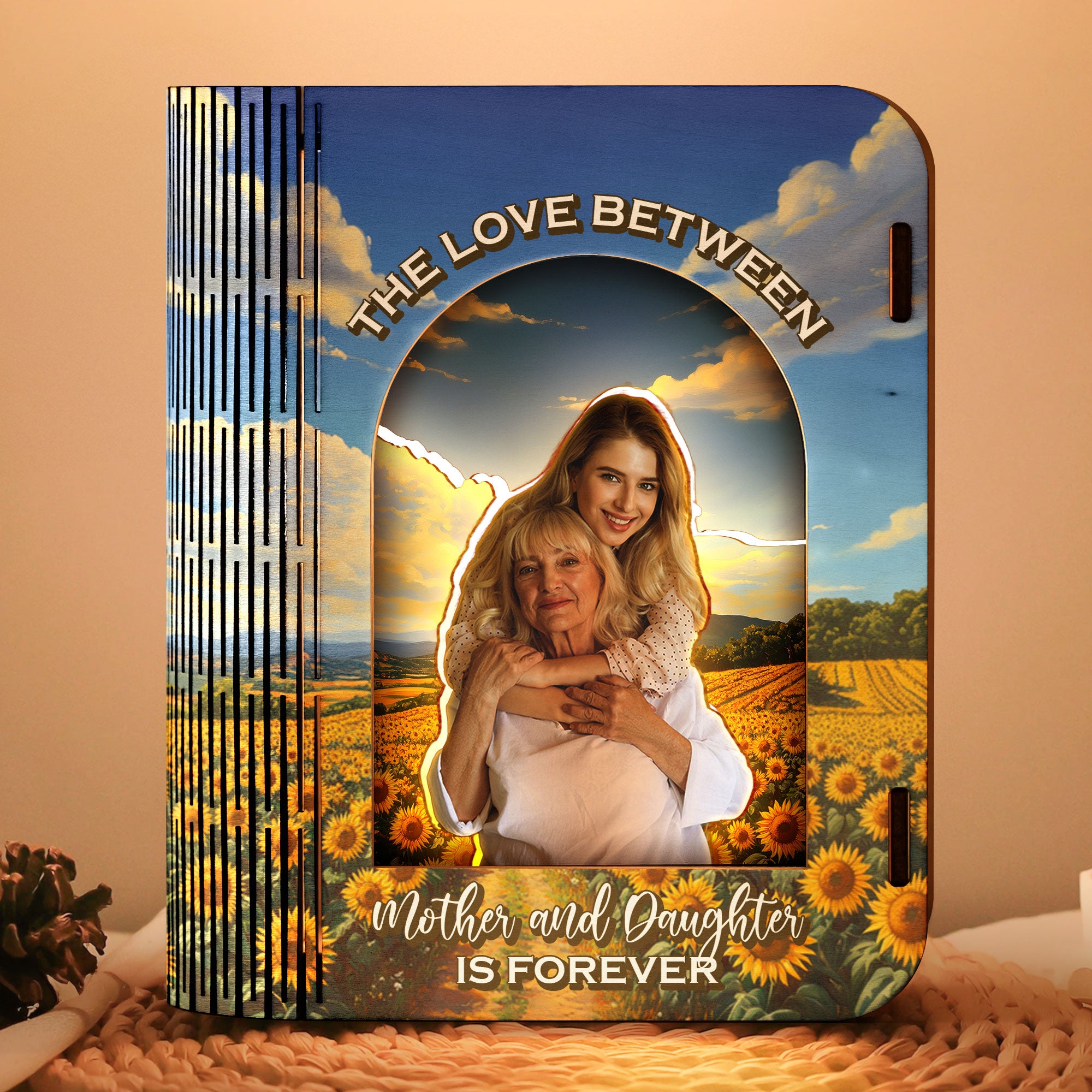 The Love Between Mother And Daughter - Personalized 3D Wooden Puzzle Photo Night Light