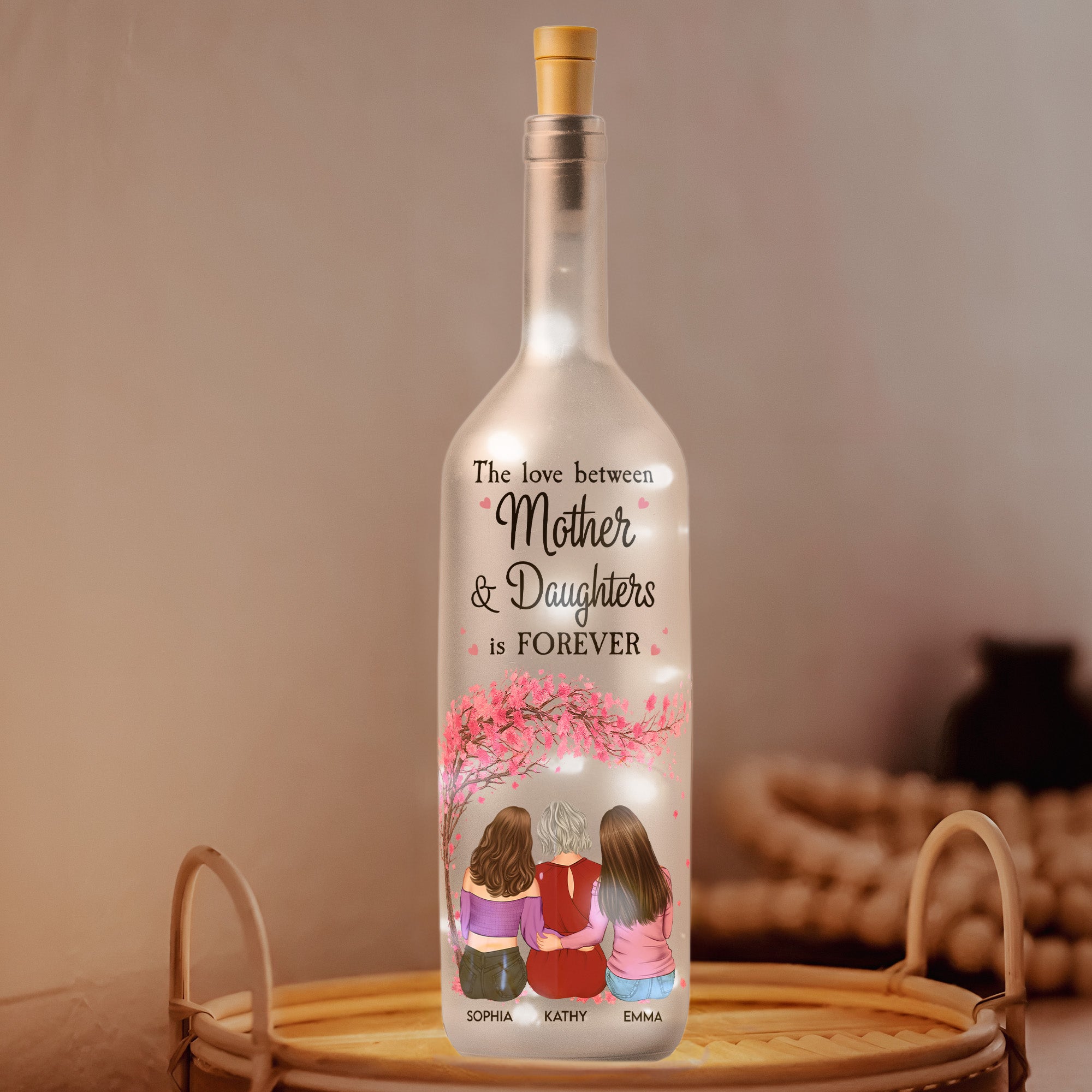 The Love Between Mother & Daughters Is Forever - Personalized Bottle Lamp