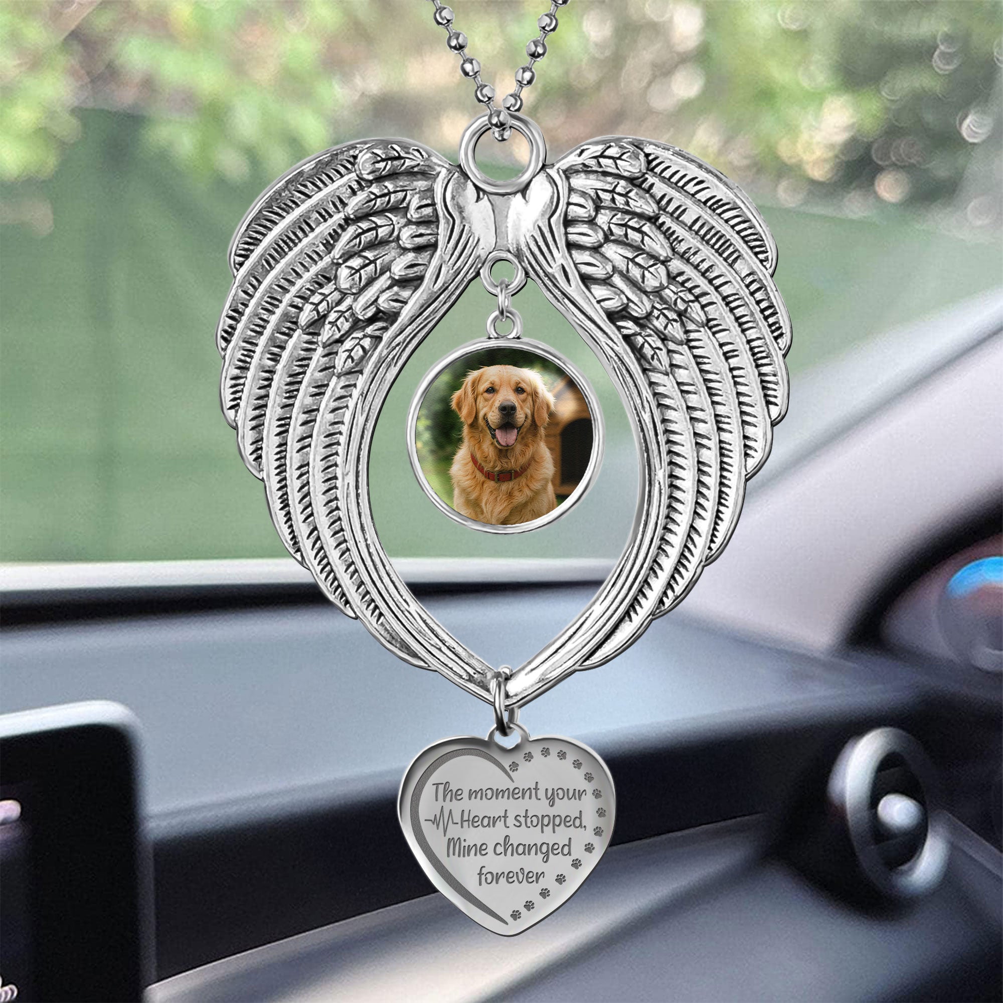 The Moment Your Heart Stopped, Mine Changed Forever - Custom Angel Wings Photo Ornament
