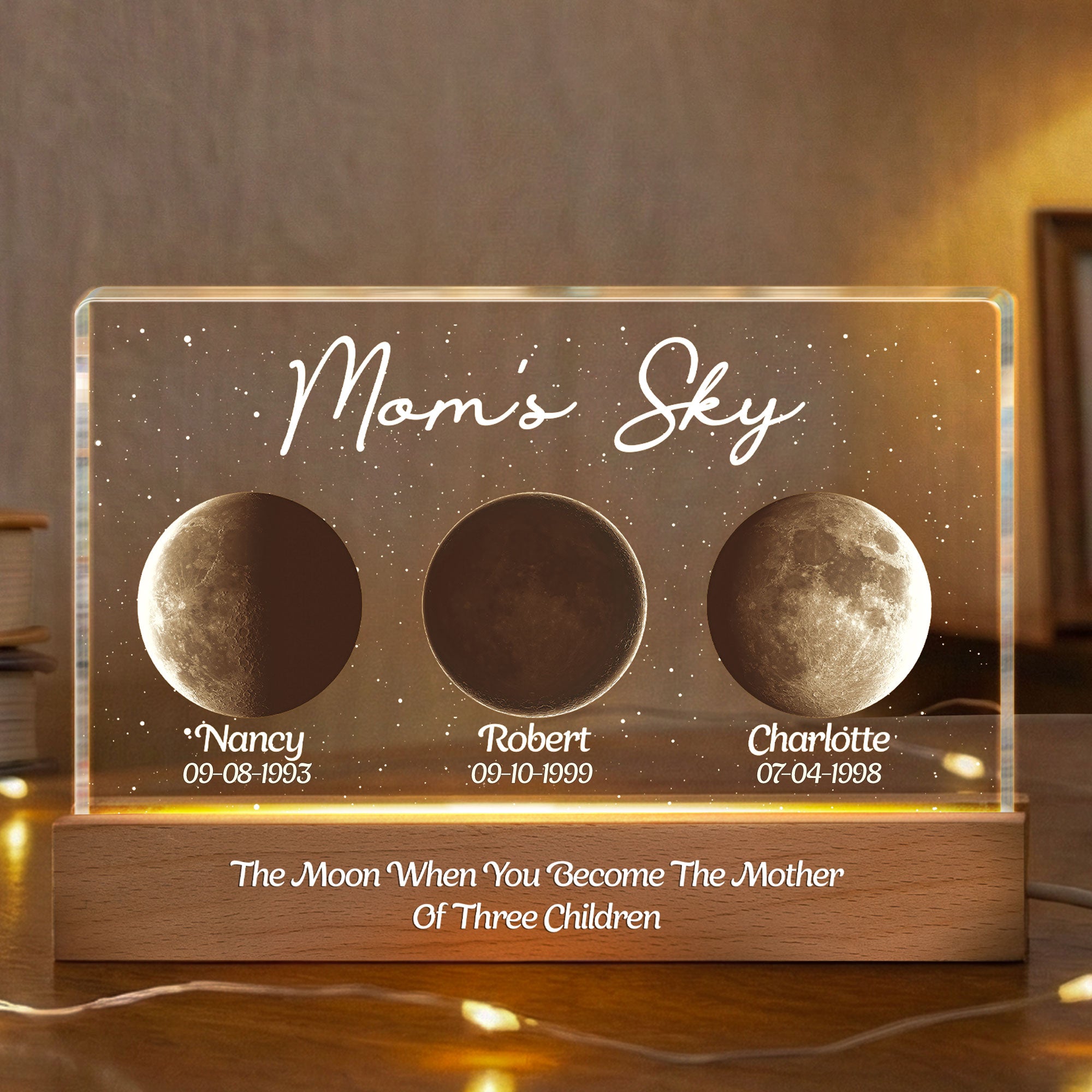 The Moon When You Become The Mother - Custom Moons Phase - Personalized LED Night Light
