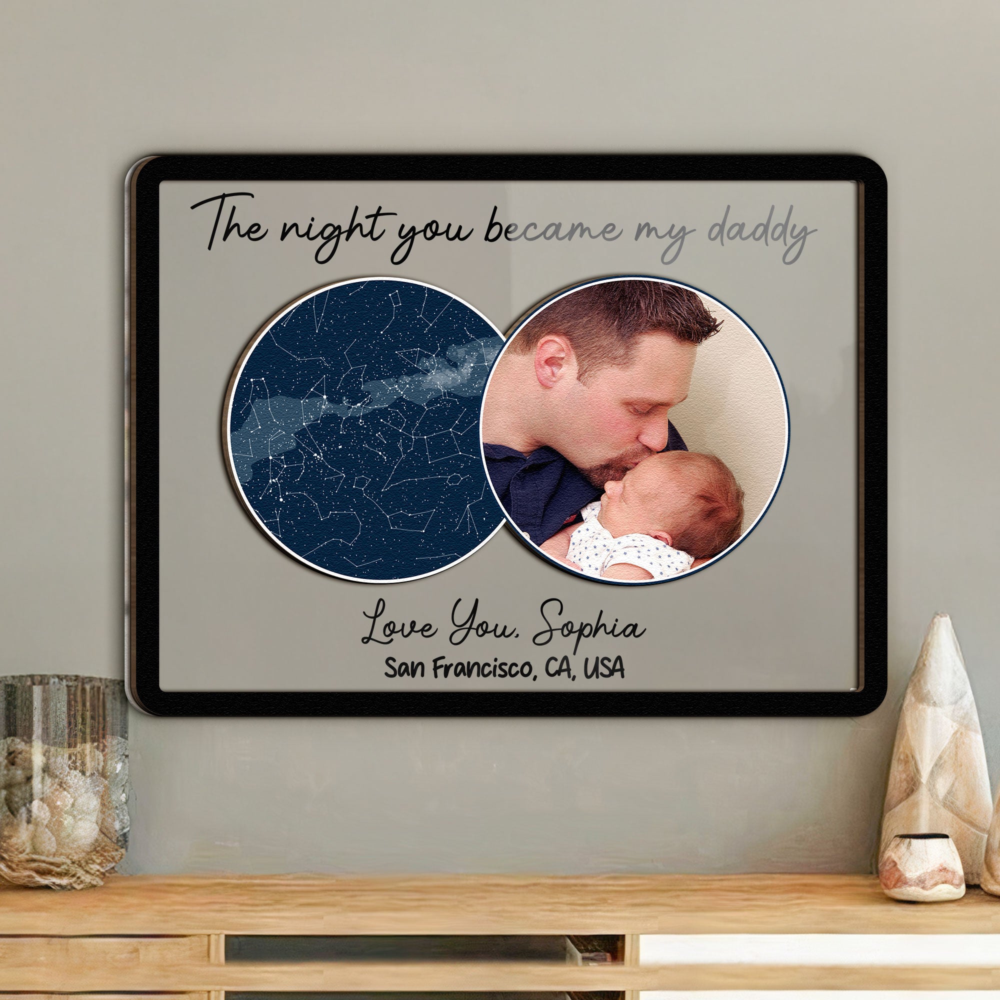 The Night You Became My Daddy New Dad Gift - Personalized Photo Wood And Acrylic Wall Art