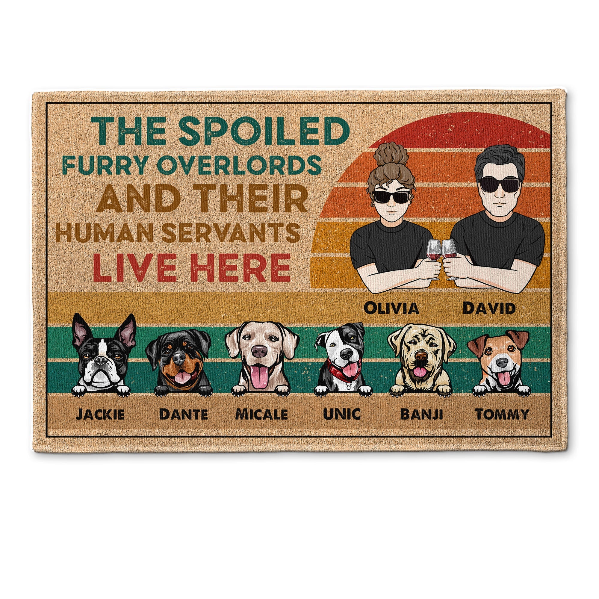 The Spoiled Furry Overlords - Personalized Doormat - Birthday, Funny, Home Decor Gift For Dog & Cat Lovers, Couple, Family
