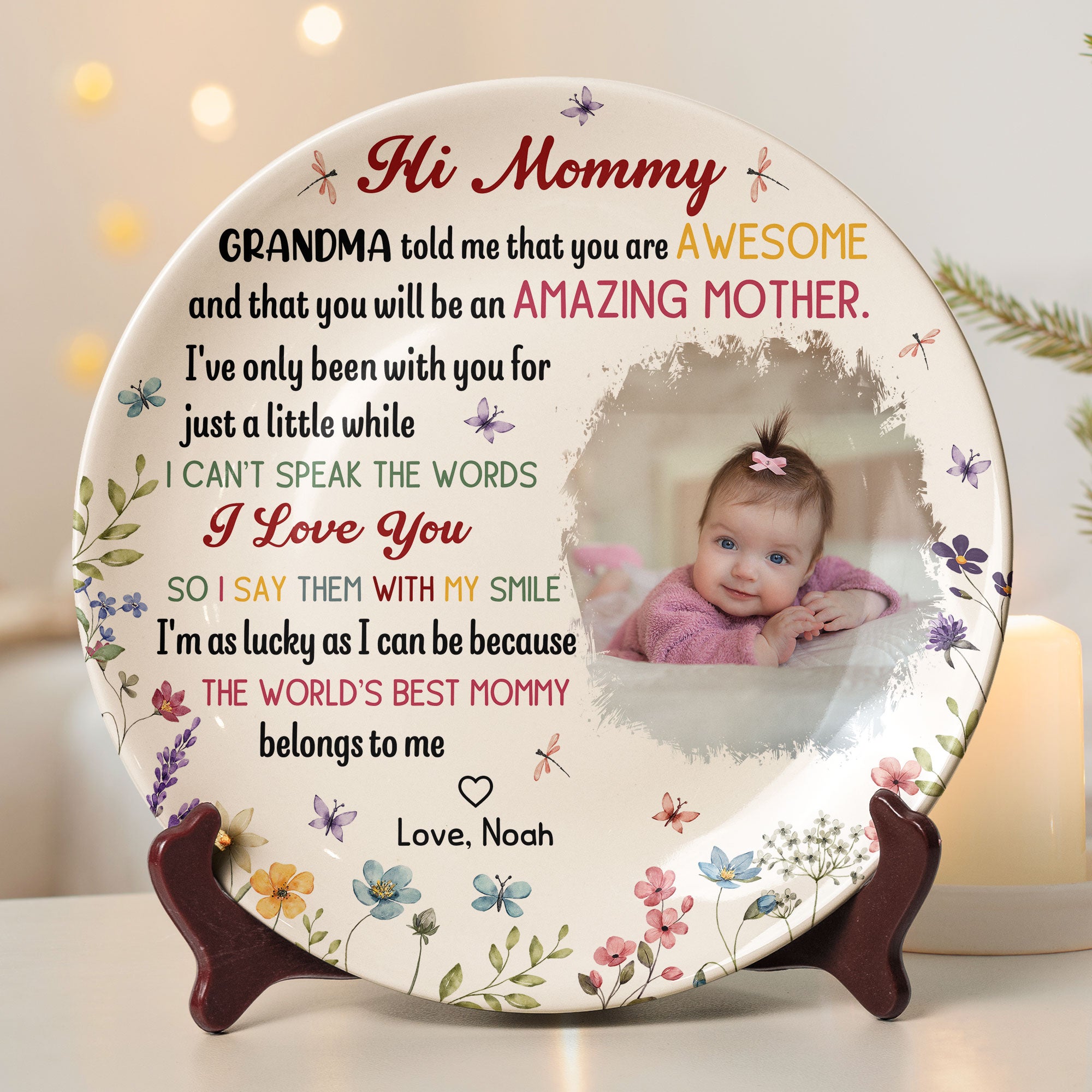The Best Mommy Belongs To Me First Mom New Mom Gift - Personalized Ceramic Photo Plate