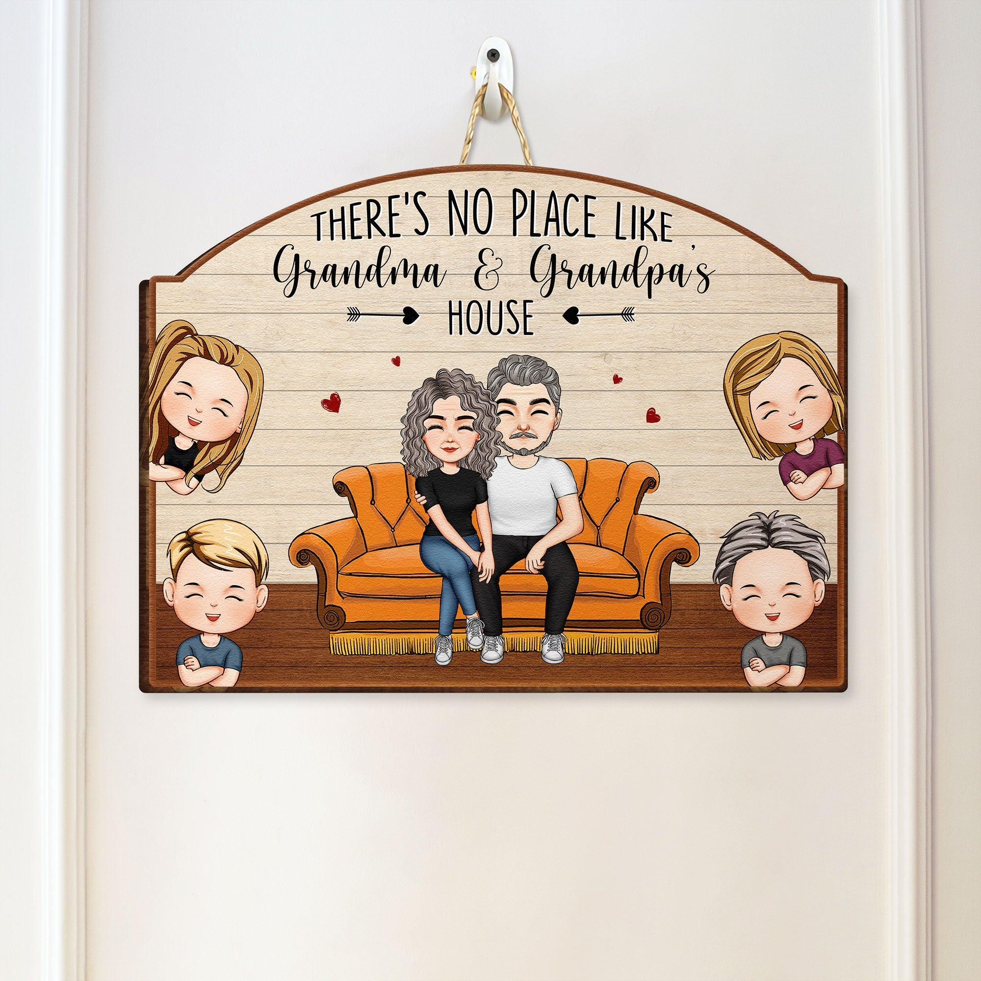 There's No Place Like Grandma And Grandpa's House - Personalized Custom Shaped Wood Sign