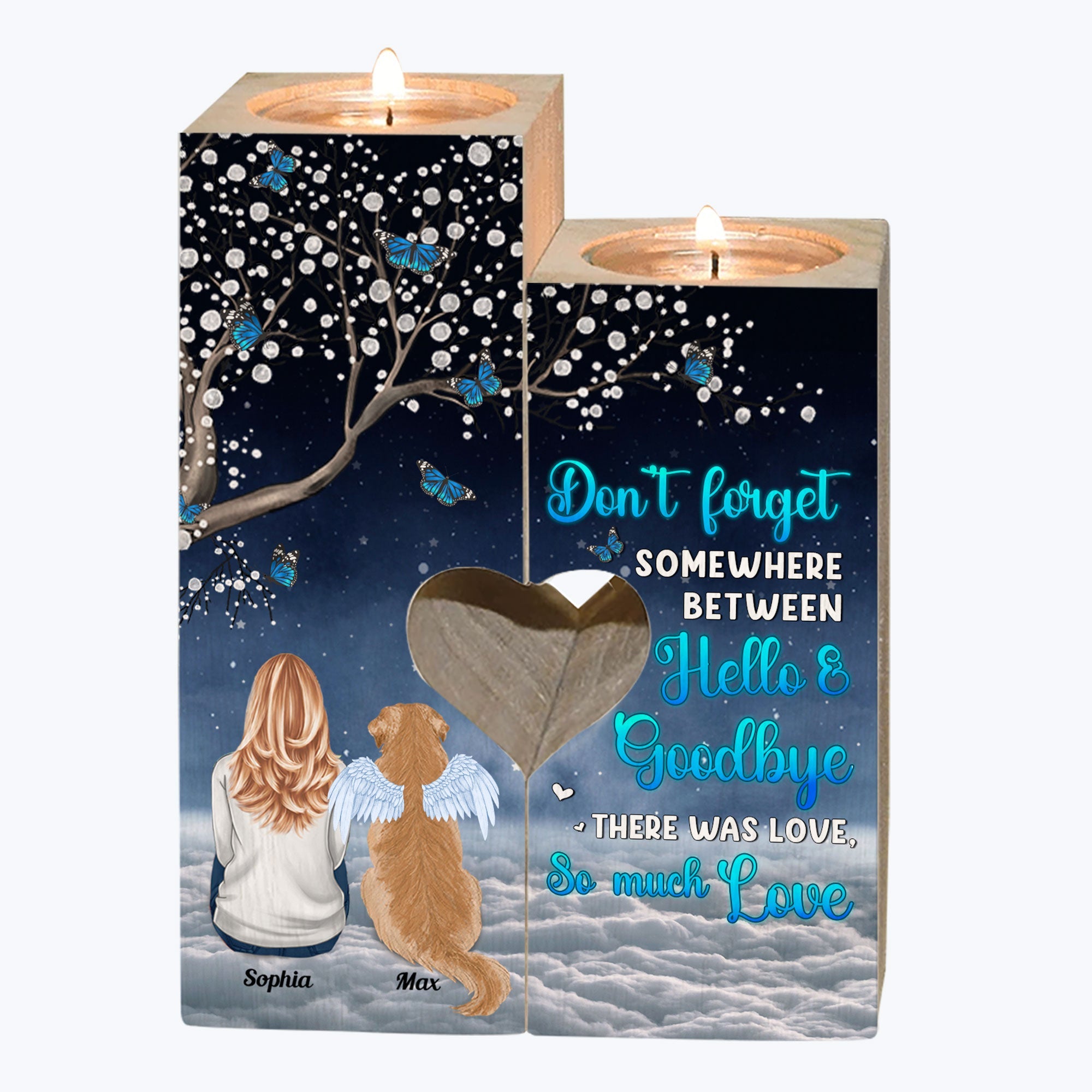 There Was So Much Love - Personalized Wood Candle Holder - Memorial Gift For Dog Lovers, Dog Mom