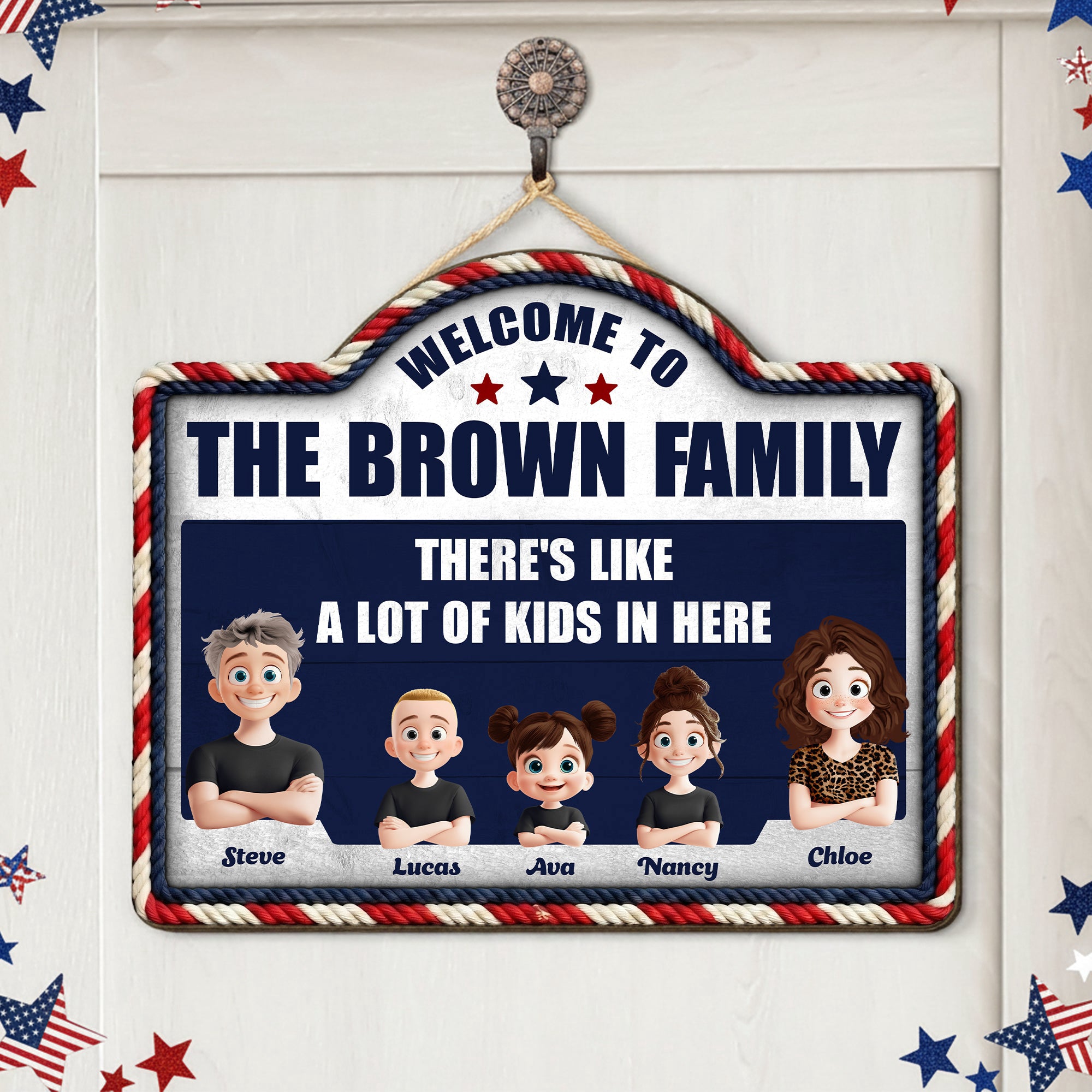 There's Like A Lot Of Kids In Here Faux Pattern 3D Version - Personalized Wood Sign
