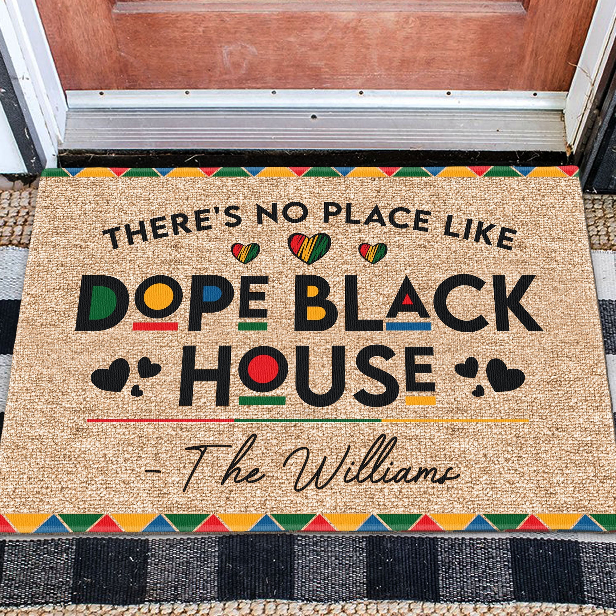 There's No Place Like Dope Black House Custom Family Name - Personalized Doormat