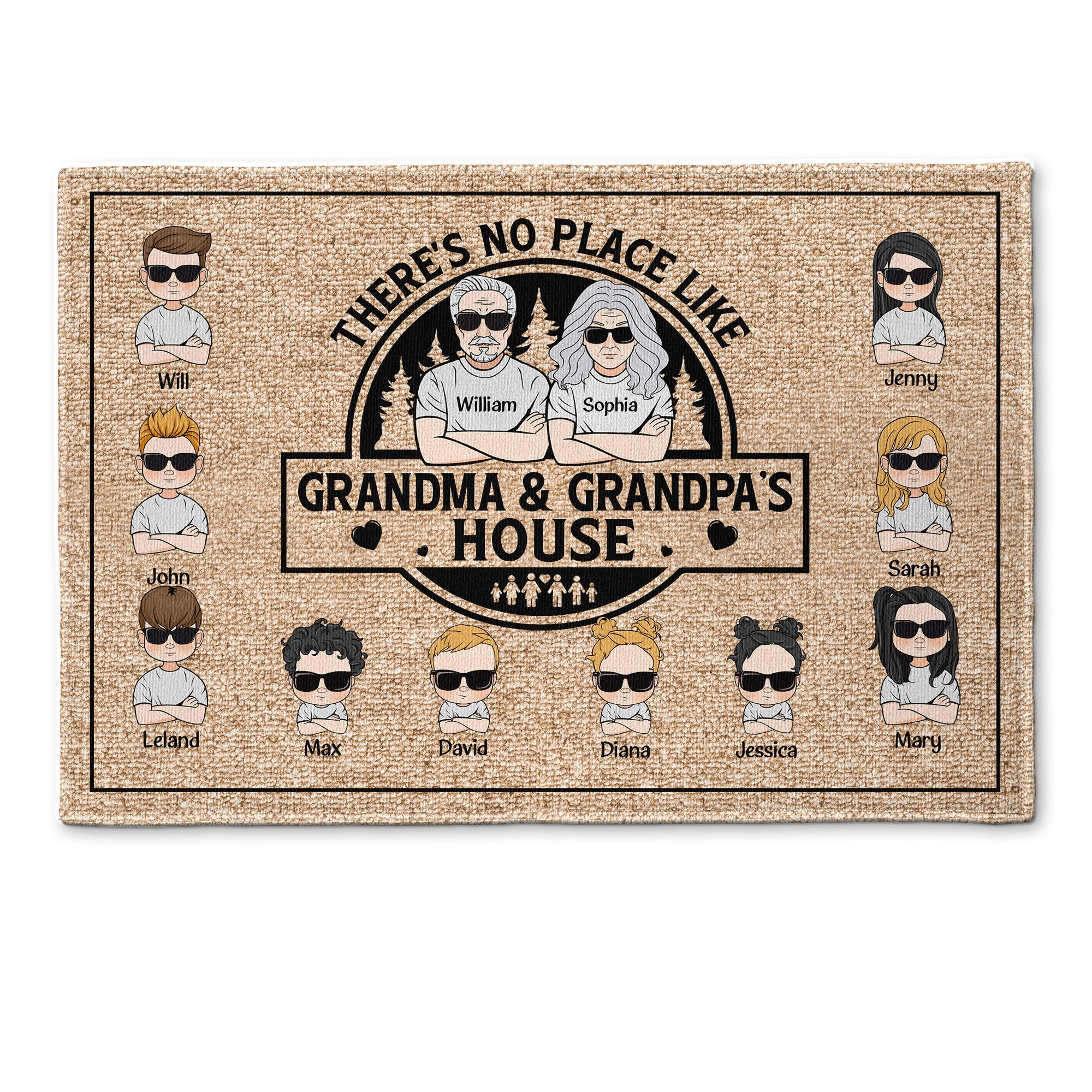 There's No Place Like Grandma Grandpa's House - Personalized Doormat - Home Decor Gift For Grandma, Grandma - Gift For Parents
