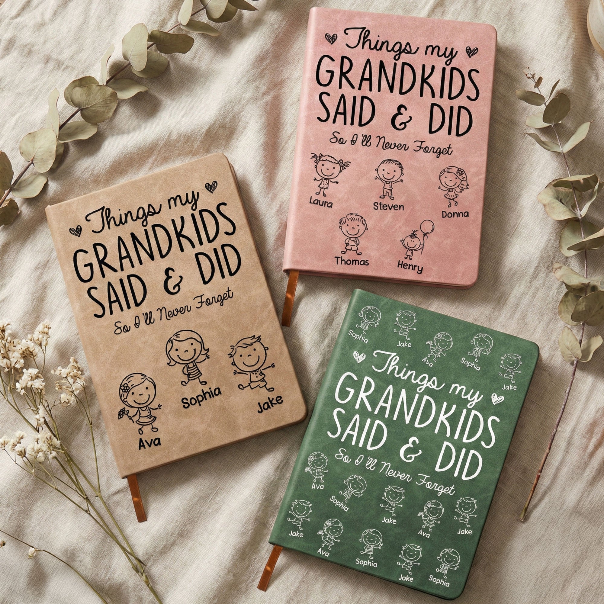 Things My Grandkids Said & Did - Personalized Leather Journal