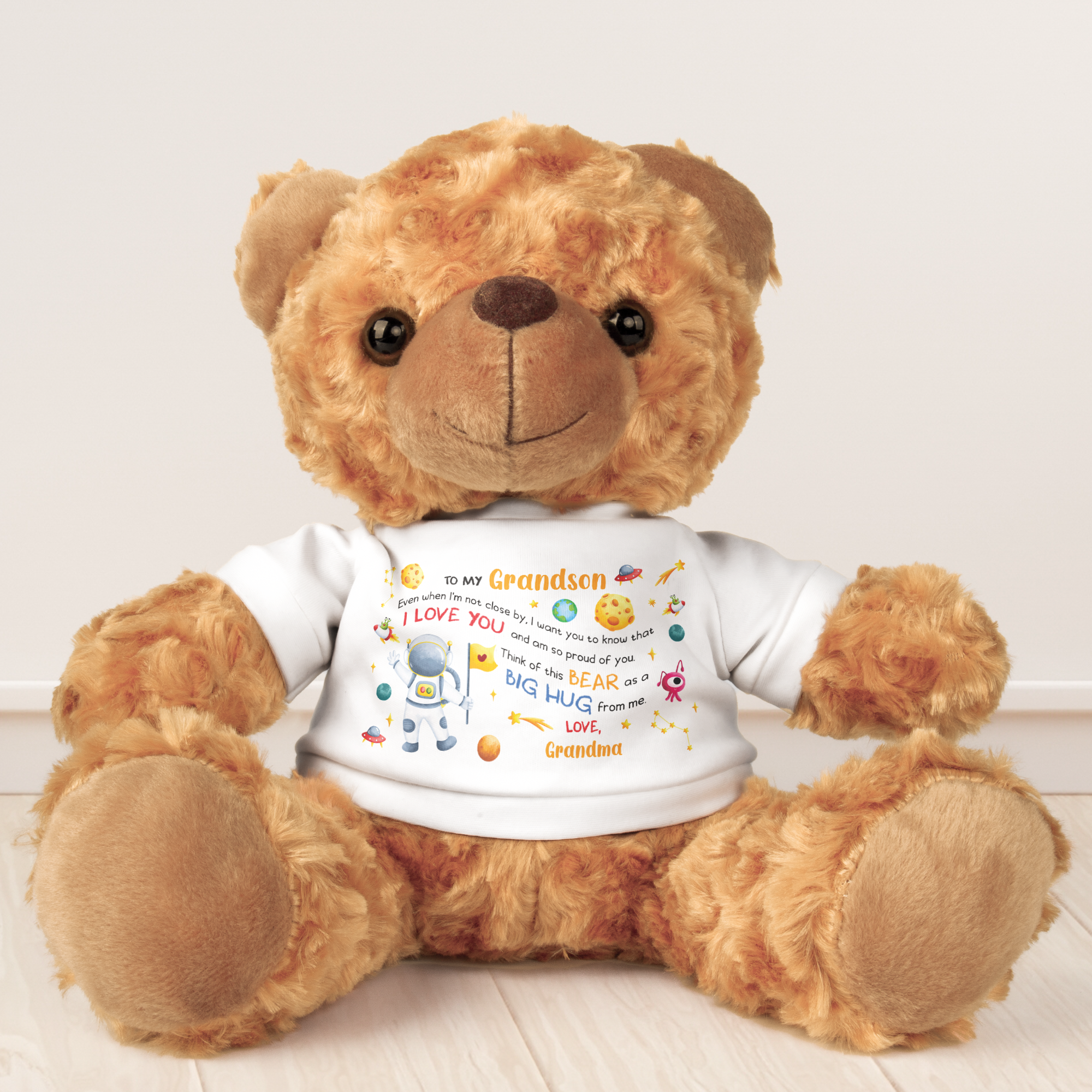 Think Of This Bear As A Big Hug From Me - Teddy Bear With Personalized Shirt