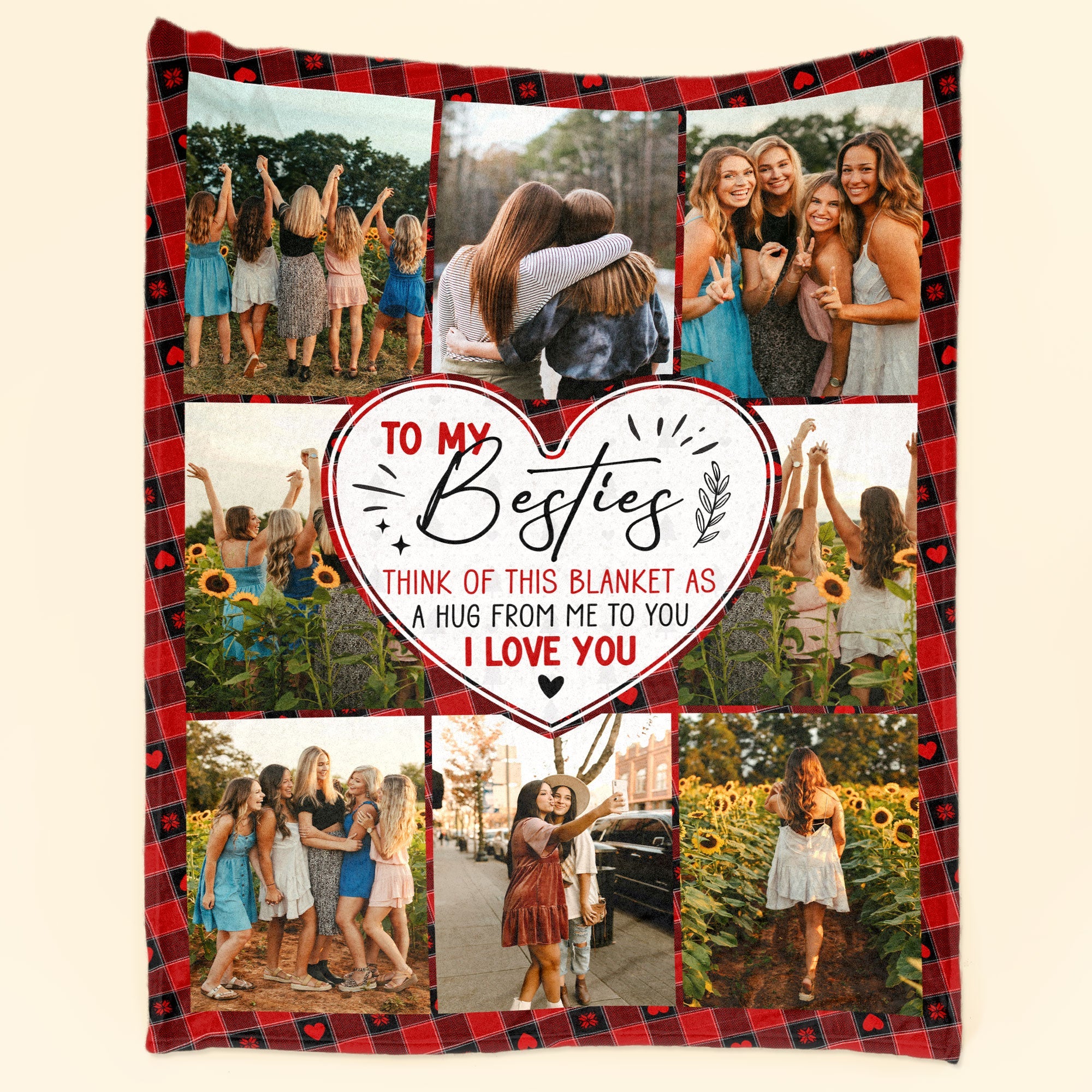 Think Of This Blanket As A Hug Gift For Bestie - Personalized Photo Blanket