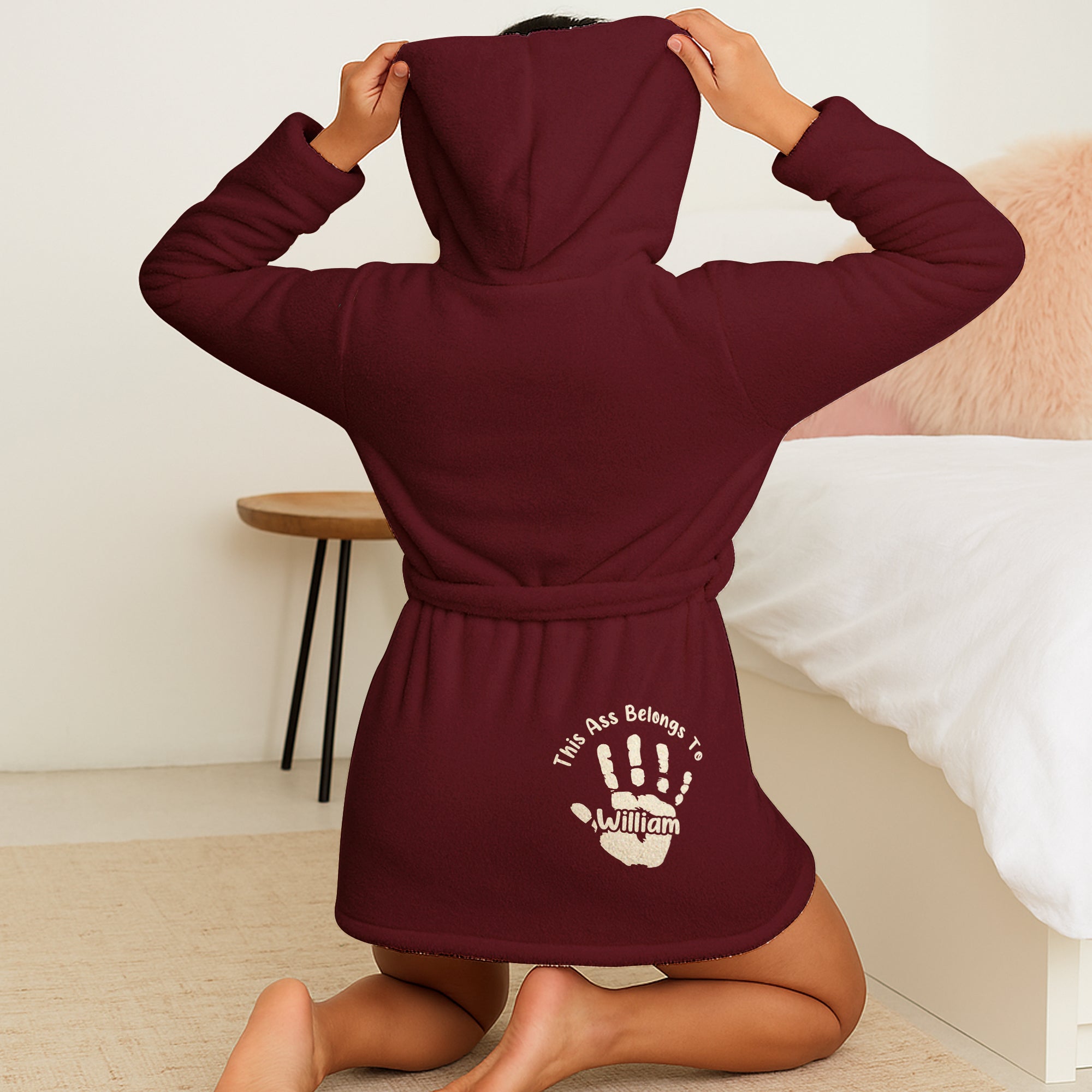 This A$$ Belongs To My Husband, Boyfriend - Funny Naughty Gift For Wife - Personalized Hooded Robe