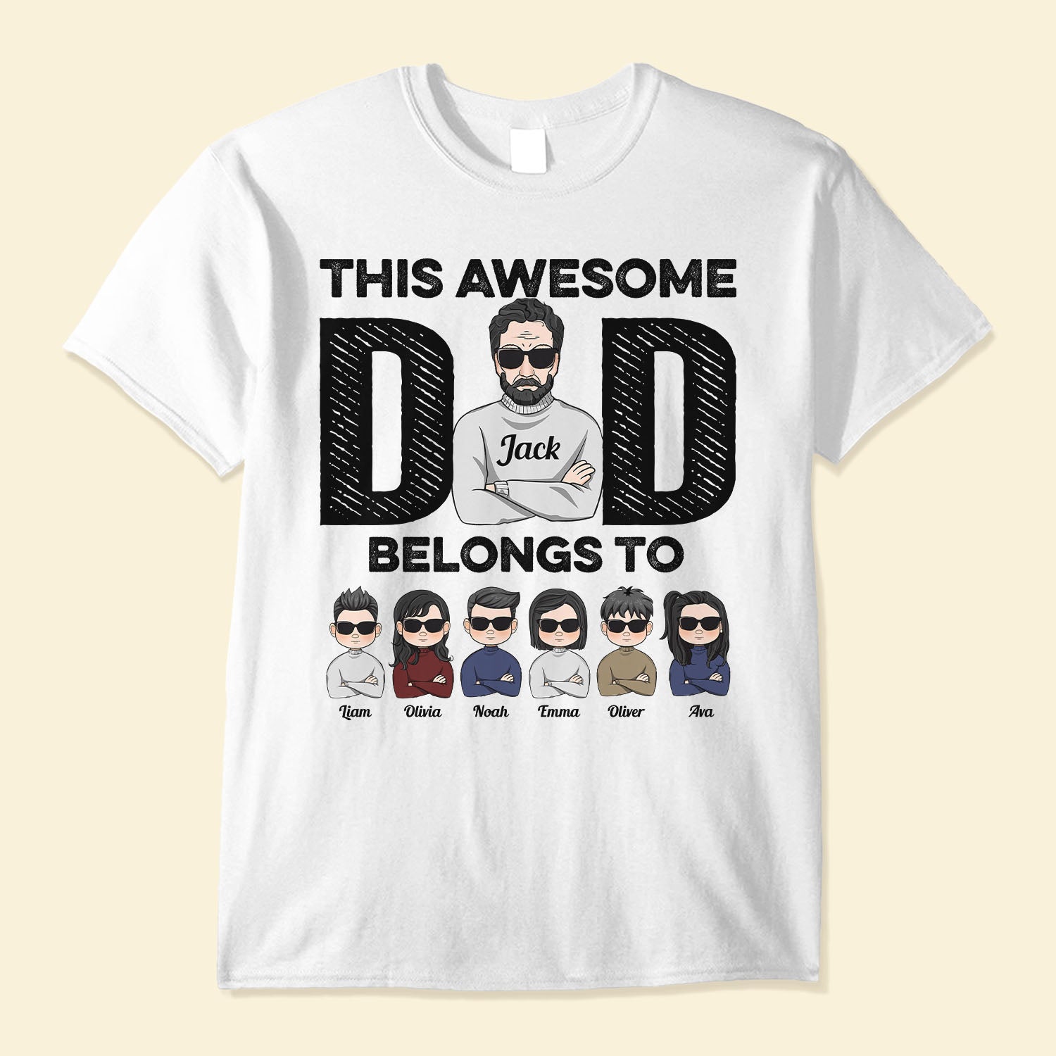 This Awesome Dad Belongs To - Personalized Shirt - Birthday & Christmas Gift For Dad, Daddy, Papa, Father