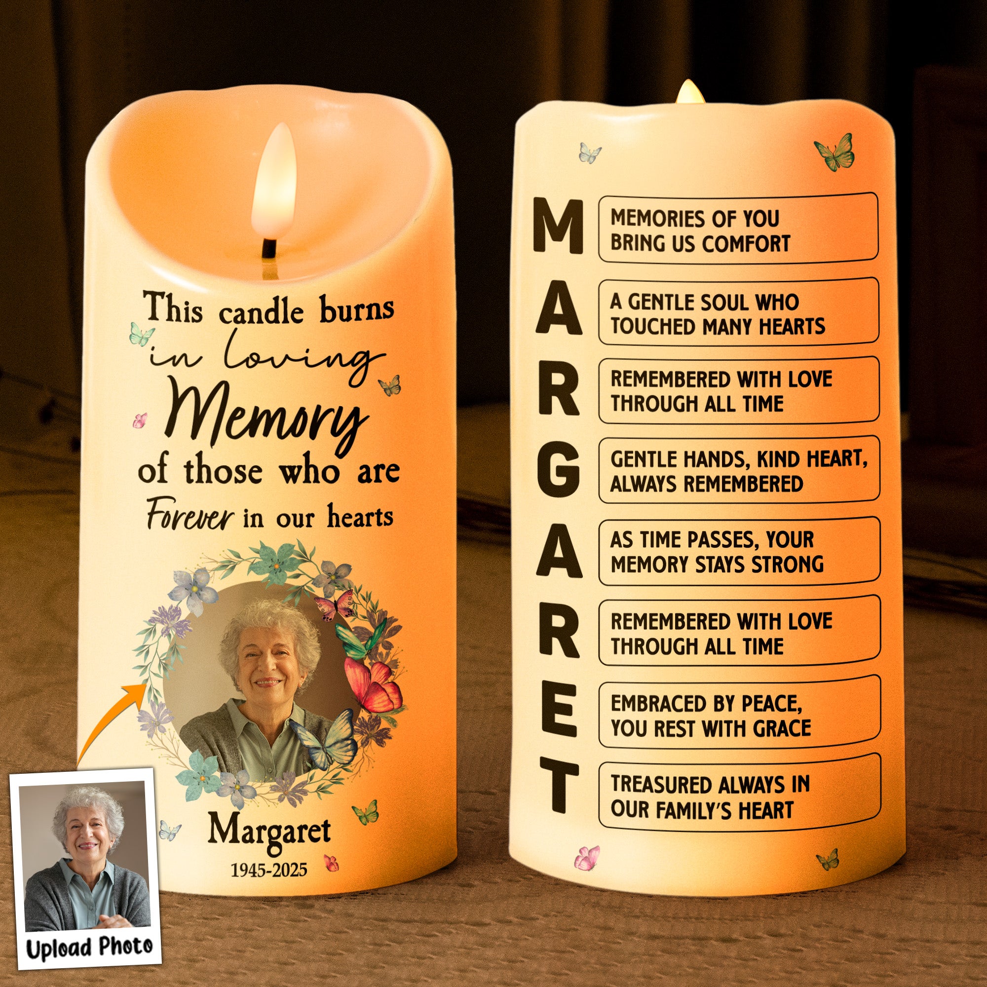 This Candle Burns In Loving Memory Memorial Candle - Personalized Photo LED Candle
