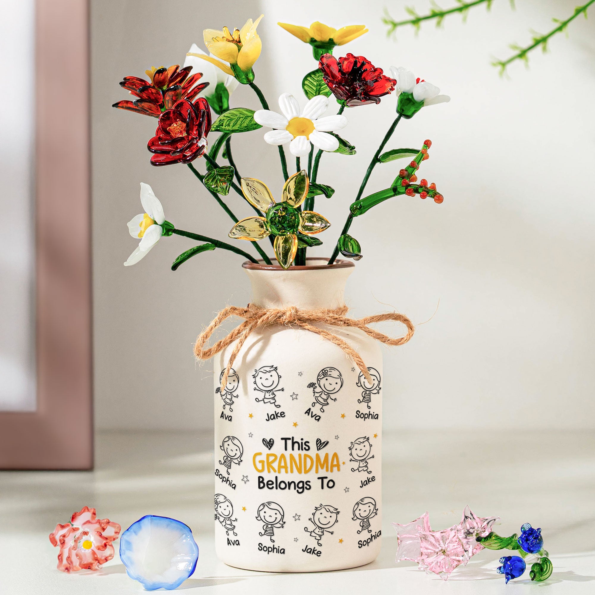 This Grandma Belongs To - Personalized Ceramic Vase (Only Vase, Flowers Excluded)