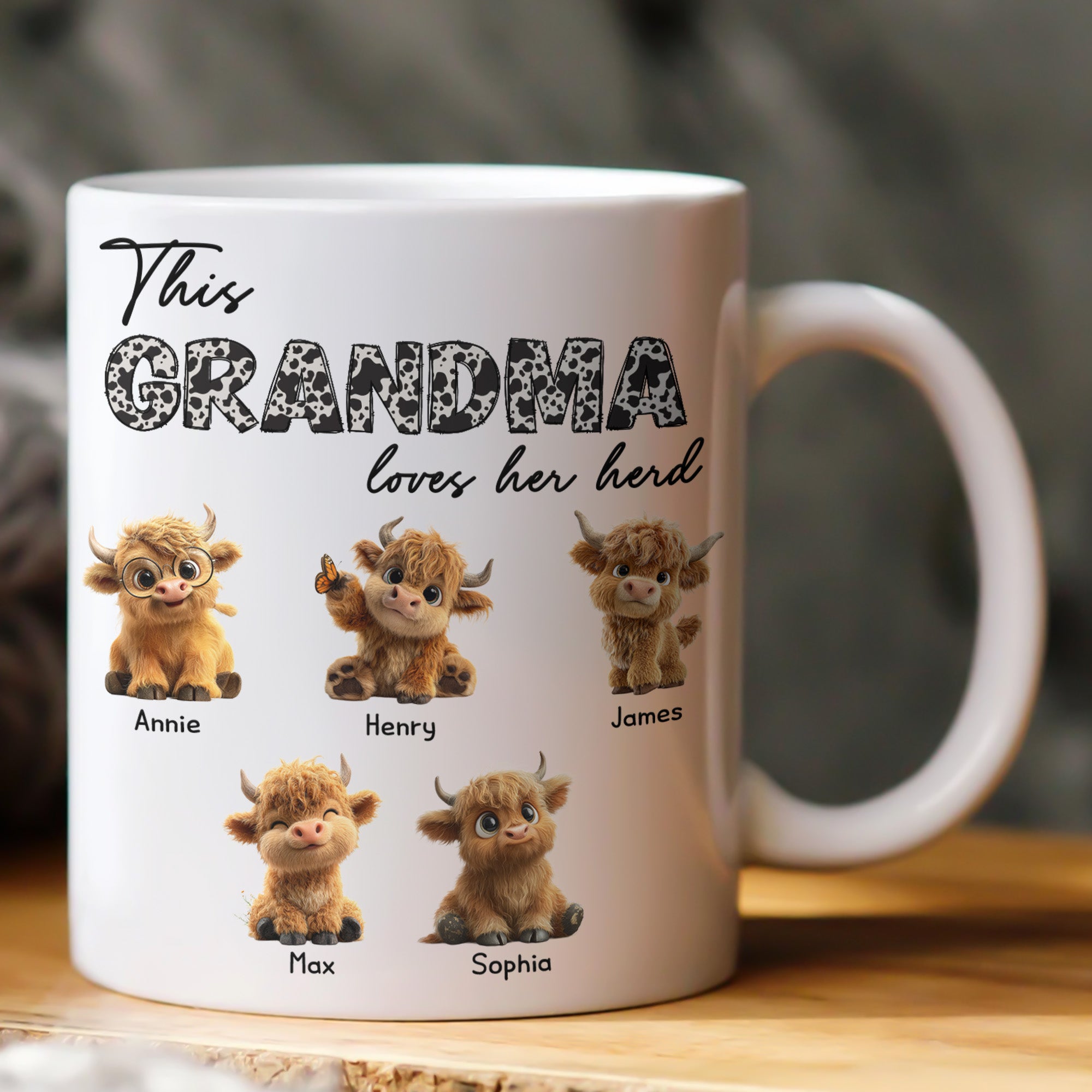 This Grandma Loves Her Herd Gift For Grandma - Personalized Mug