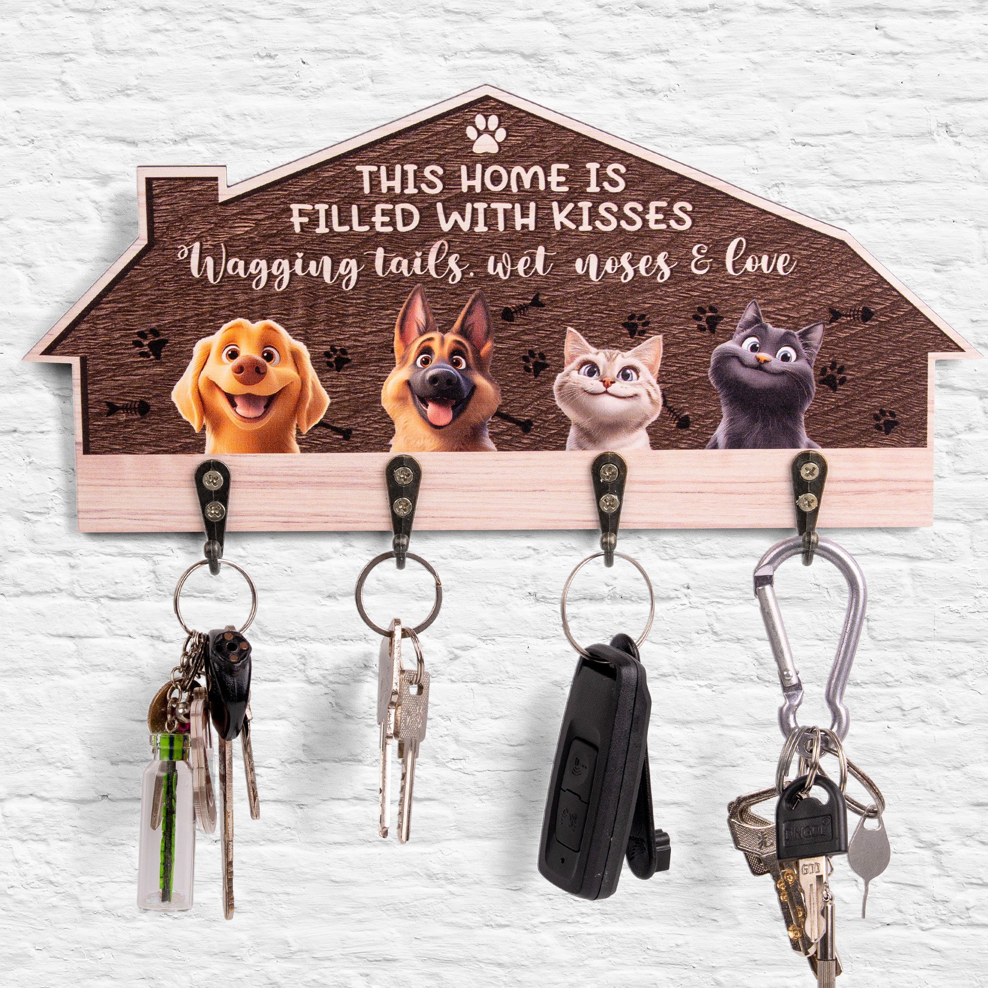This Home Is Filled With Kisses Wagging Tail - Personalized Key Holder