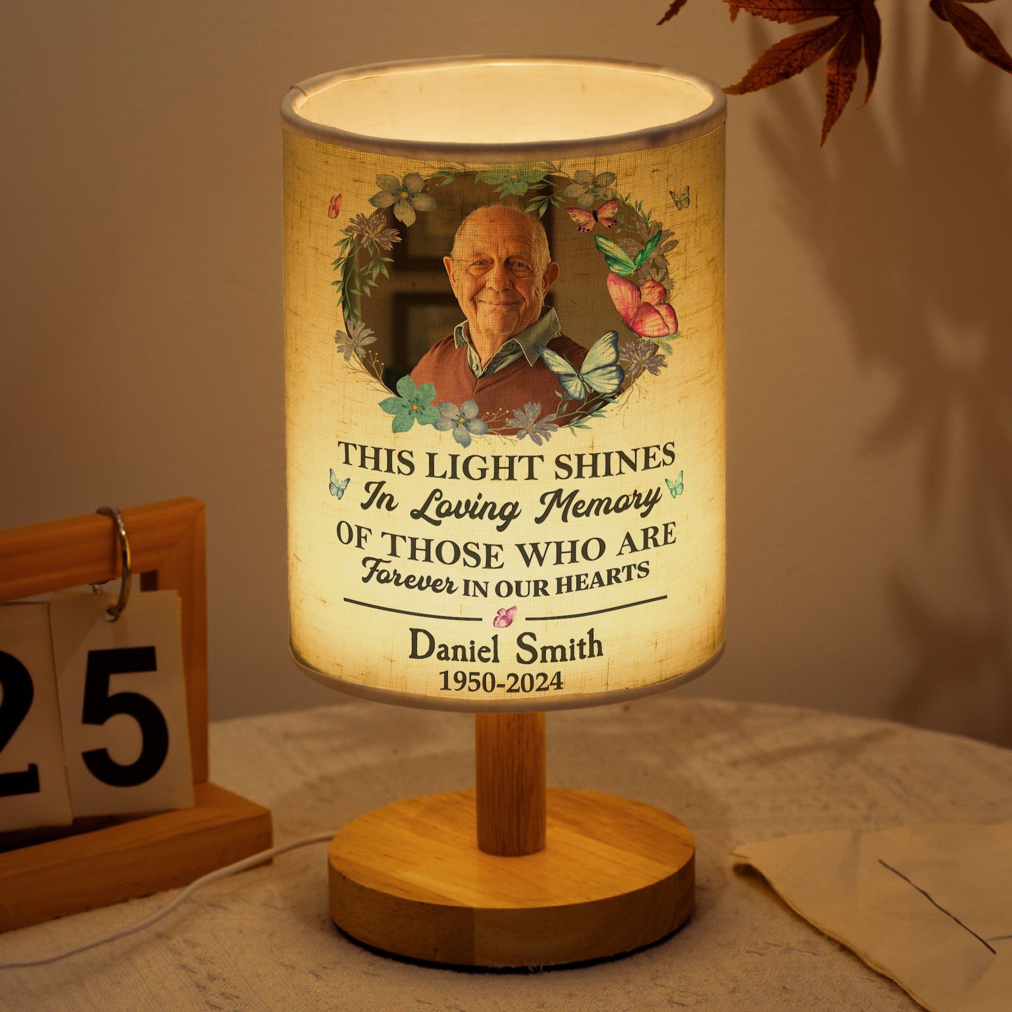 This Light Shines In Loving Memory - Personalized Photo Fabric Lamp