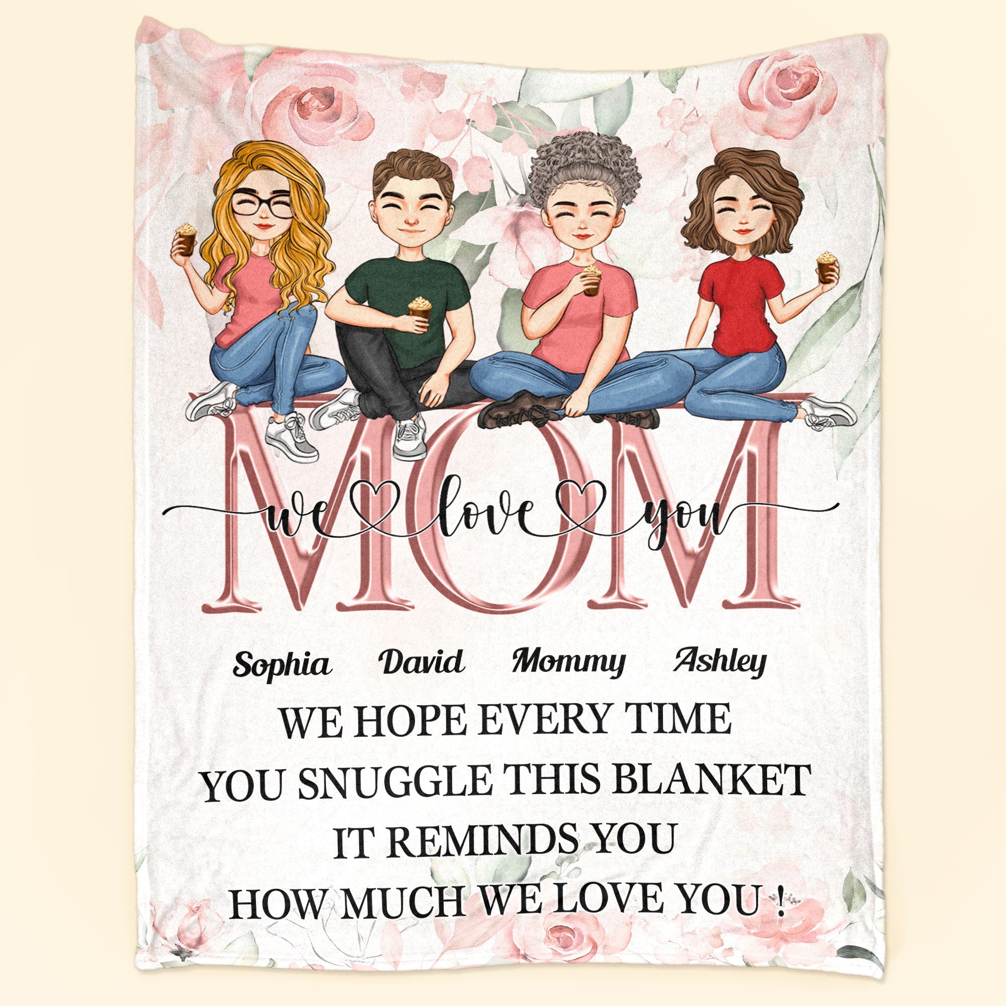 This Reminds You How Much We Love You - Cartoon Version - Personalized Blanket