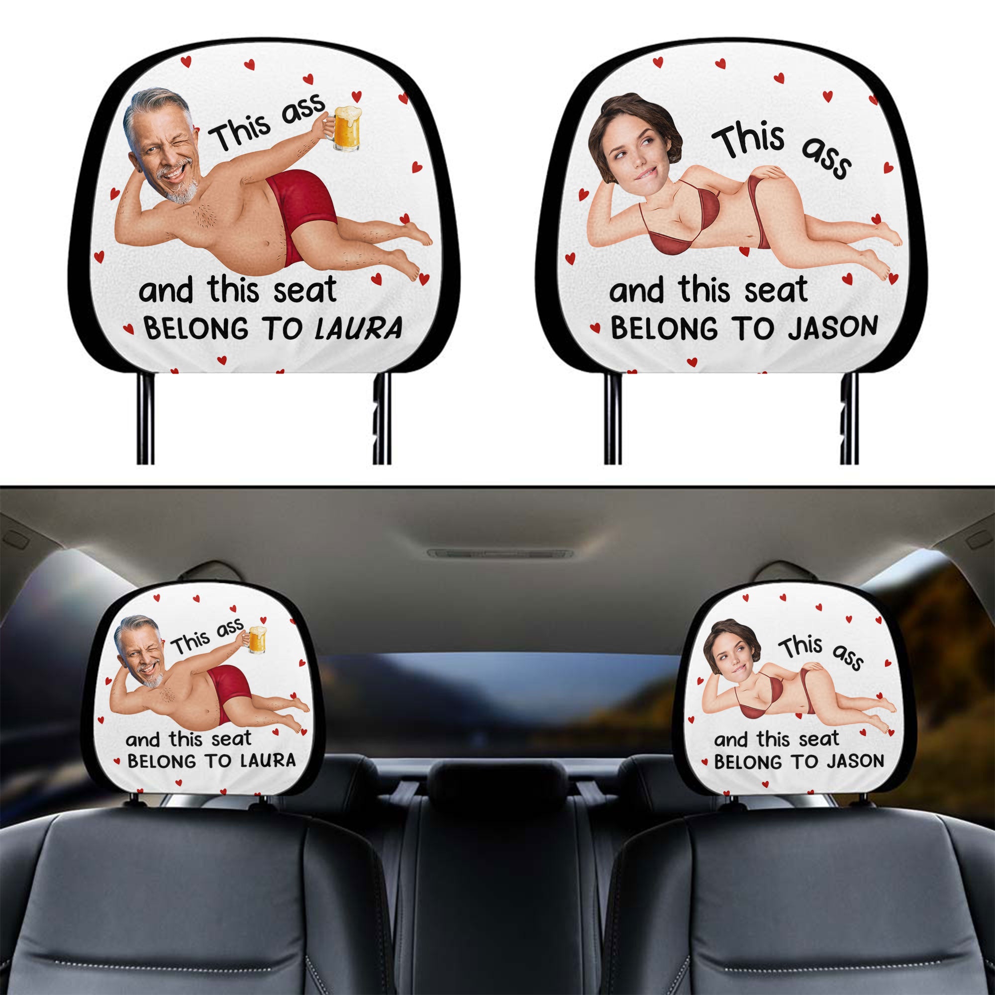 This *ss And Seat Belong To - Personalized Photo Car Headrest Covers