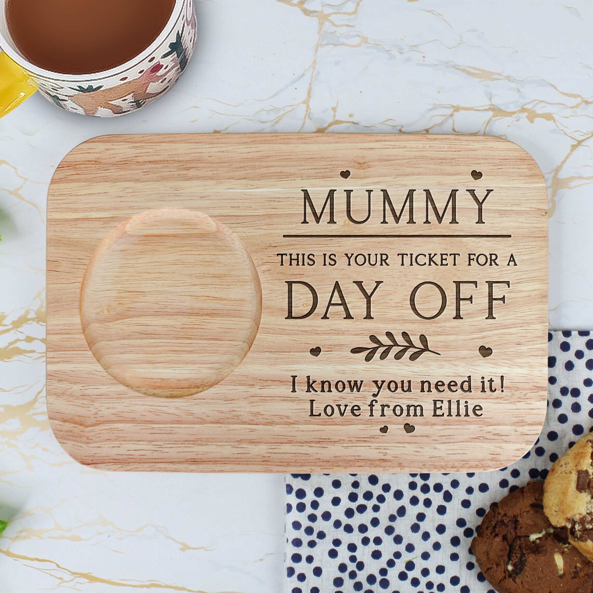 This Is Your Ticket - Custom Engraved Wooden Tea & Biscuit Board