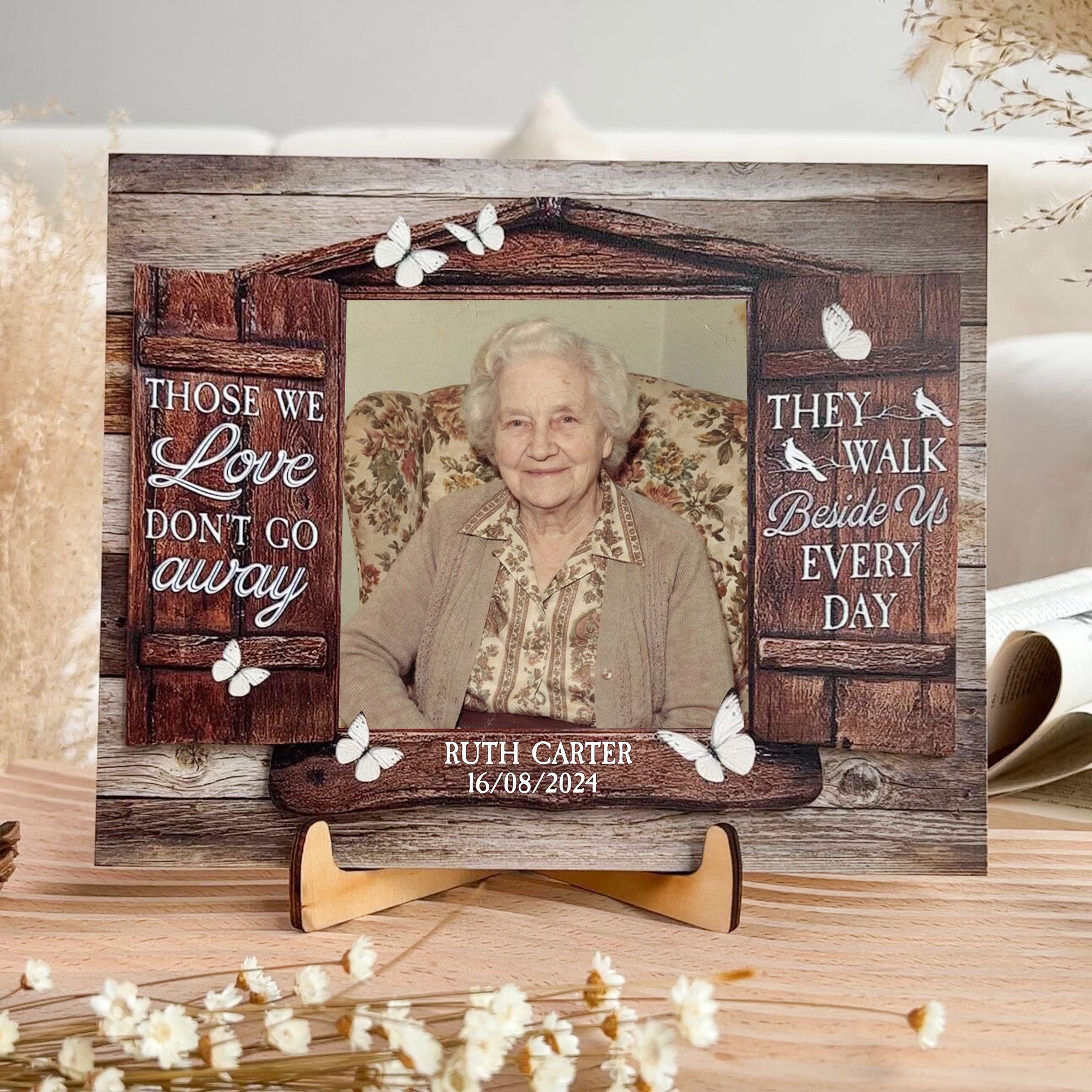 Those We Love Don't Go Away - Personalized Wooden Photo Plaque