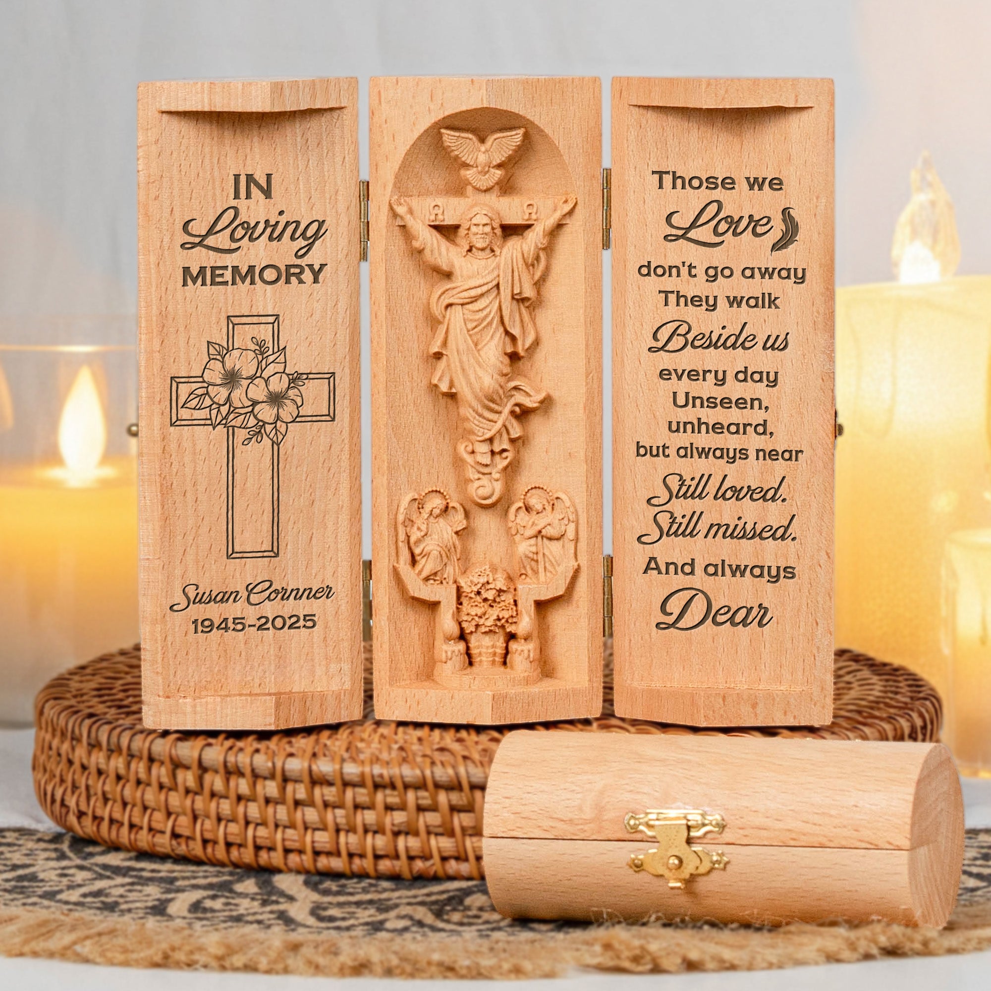 Those We Love Don't Go Away Memorial - Personalized Wooden Plaque