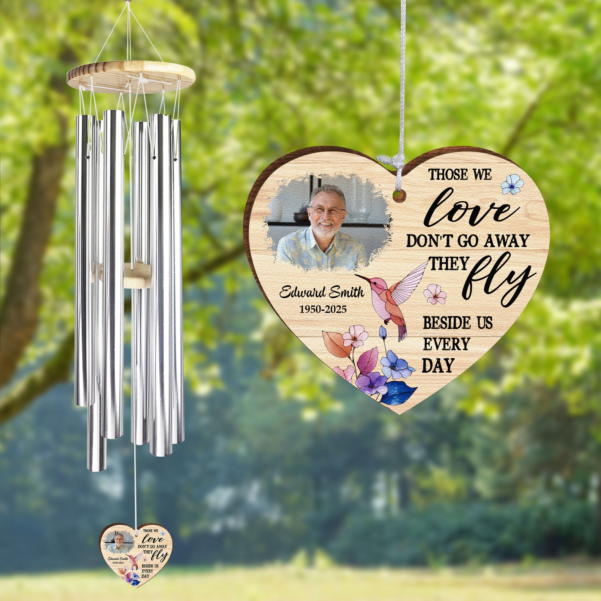 Those We Love Don't Go Away They Fly - Personalized Photo Wind Chimes
