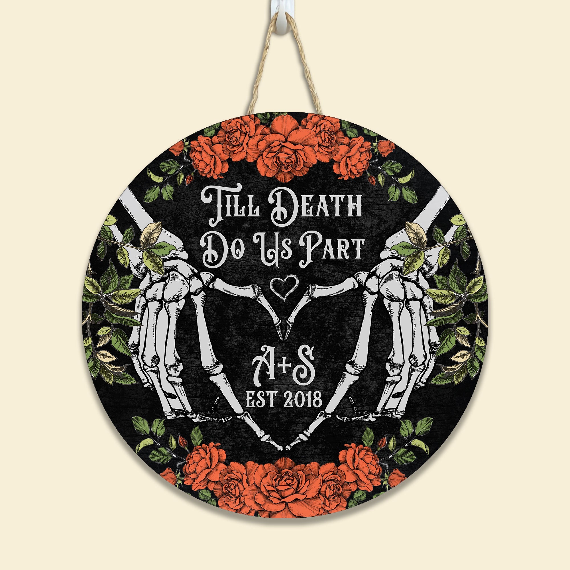 Till Death Do Us Part - Personalized Round Wood Sign