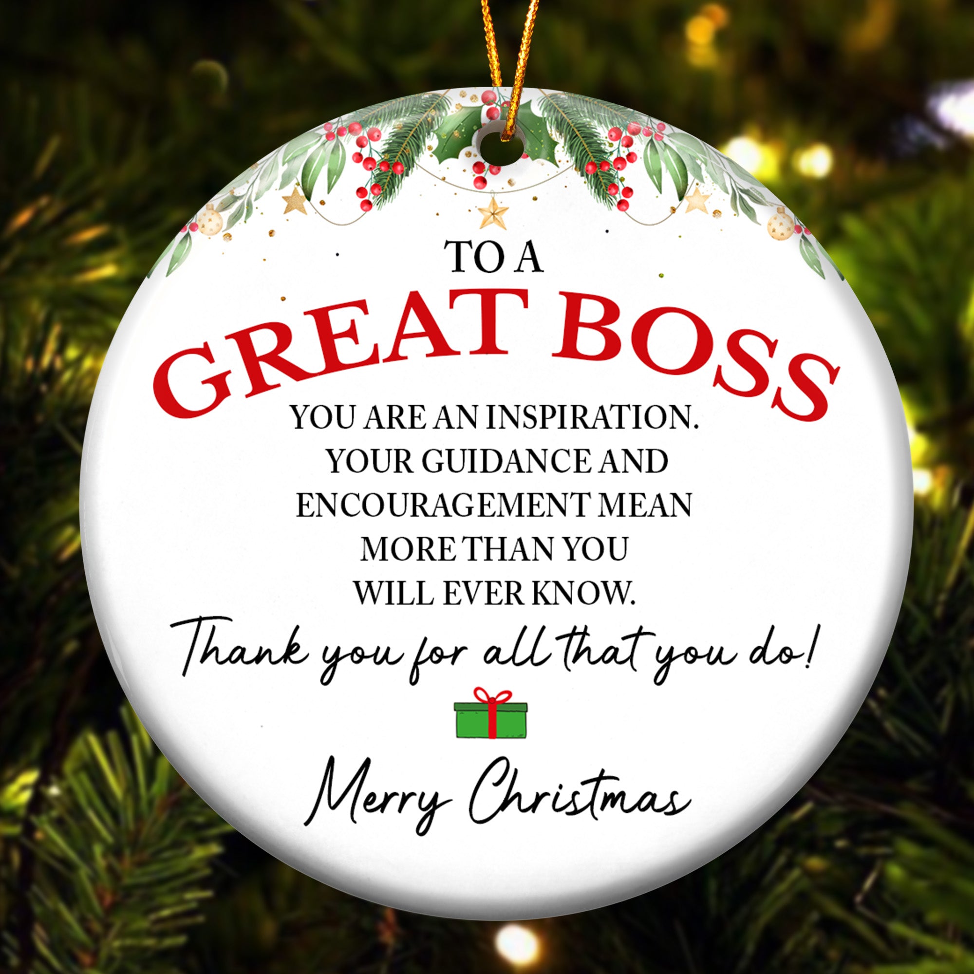 To A Great Boss Thank You Christmas Present - Ceramic Ornament