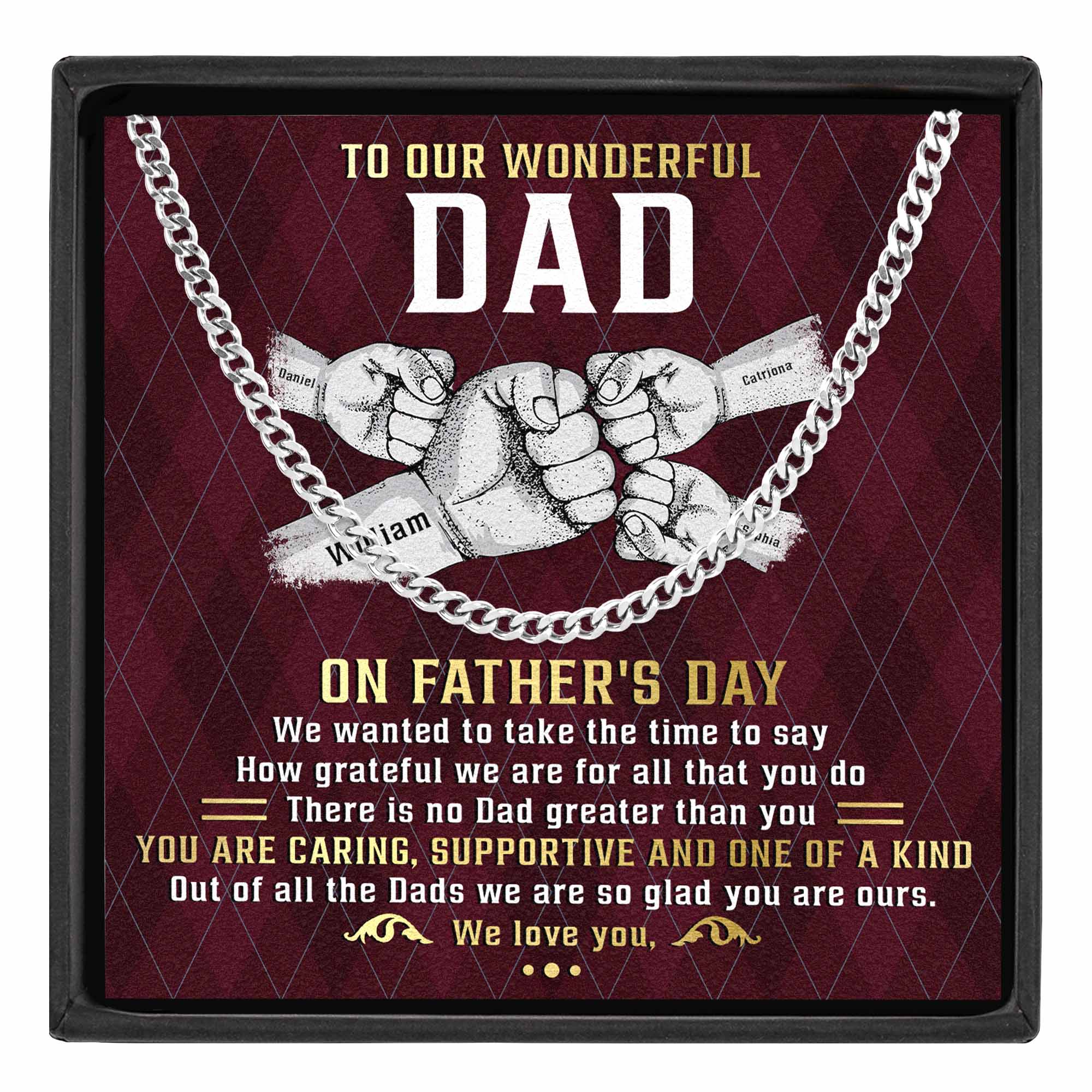To A Wonderful Dad We Are So Glad You Are Ours - Personalized Men's Cuban Link Chain