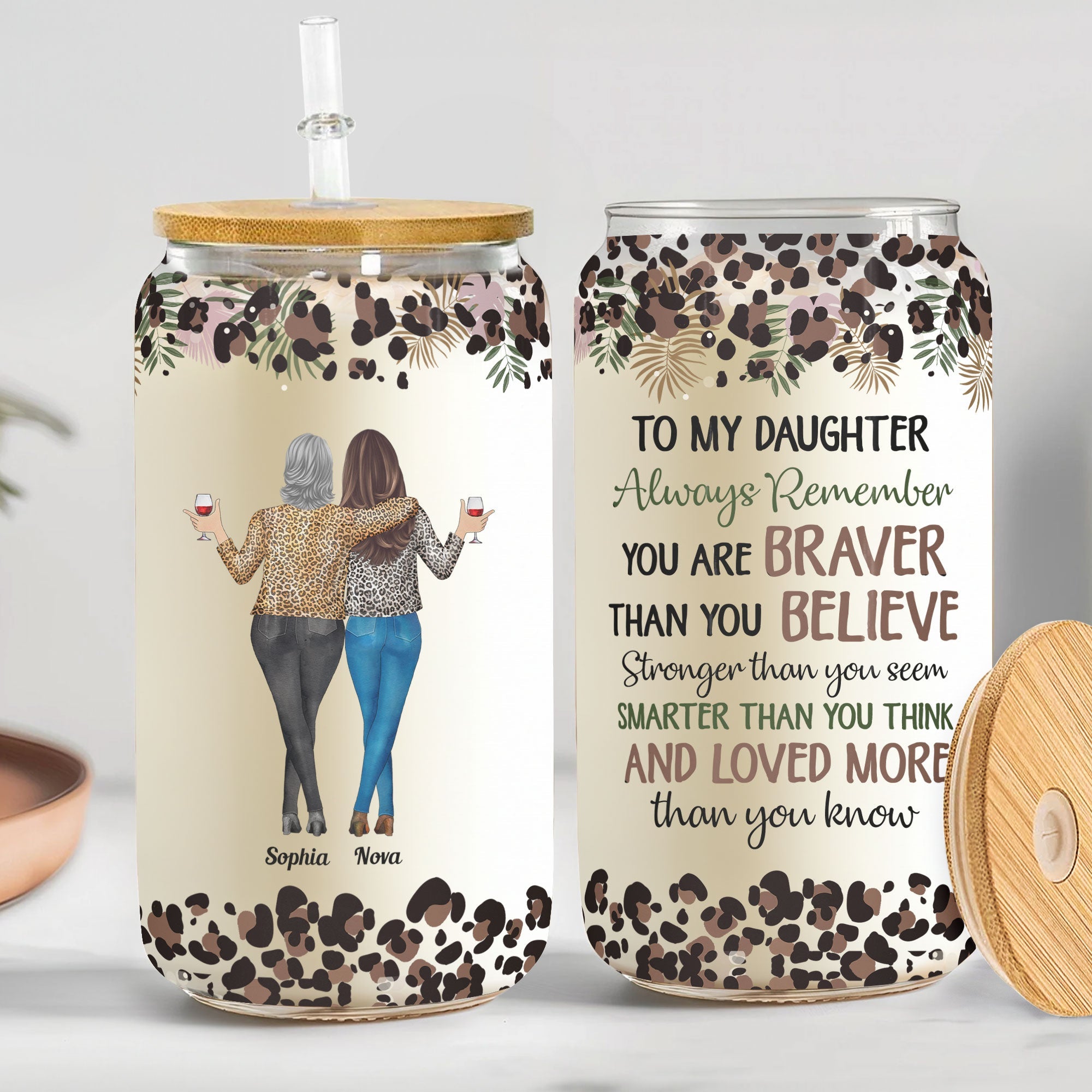 To Daughter Always Remember You Are Braver Stronger - Personalized Clear Glass Cup