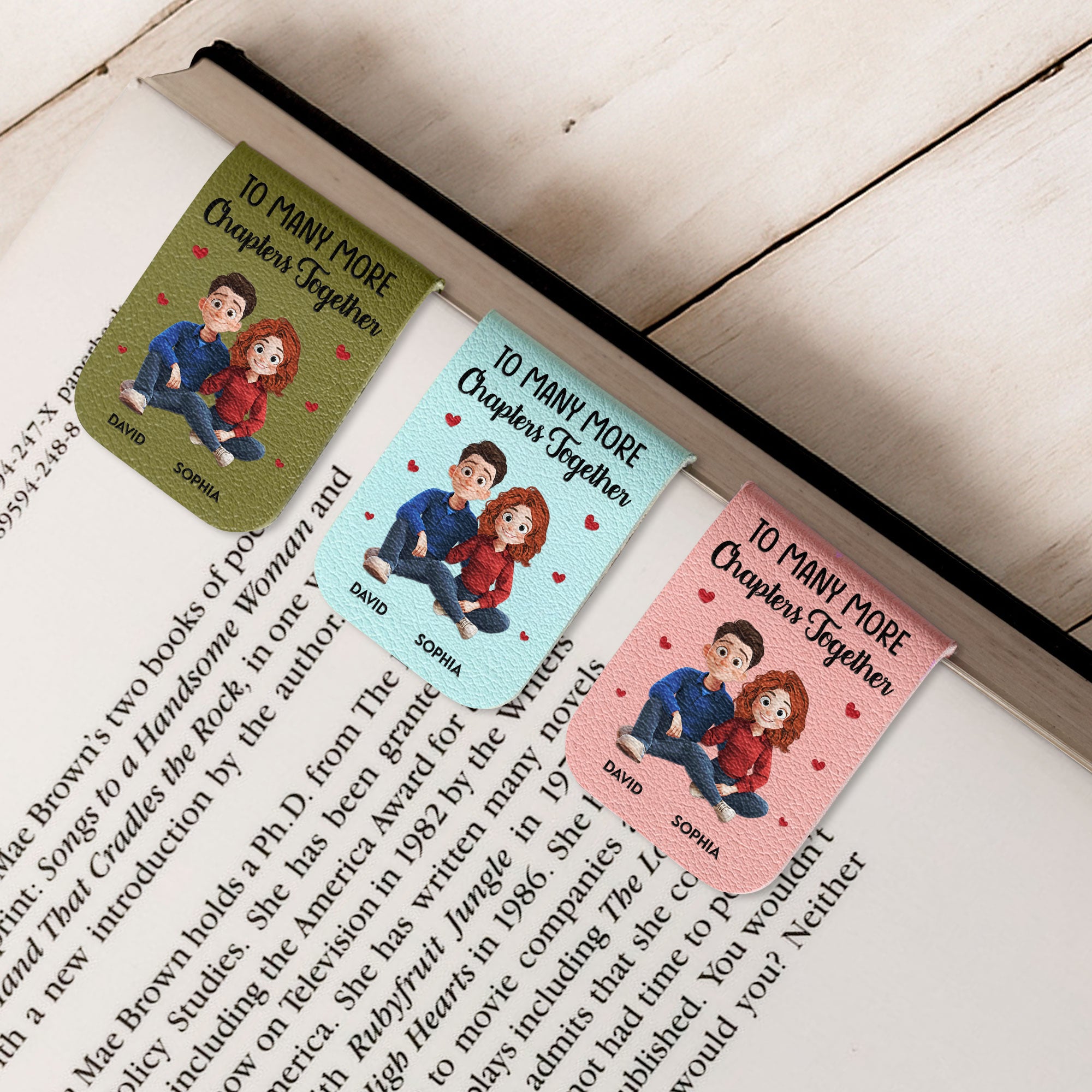 To Many More Chapters Together - Personalized Leather Magnetic Bookmark