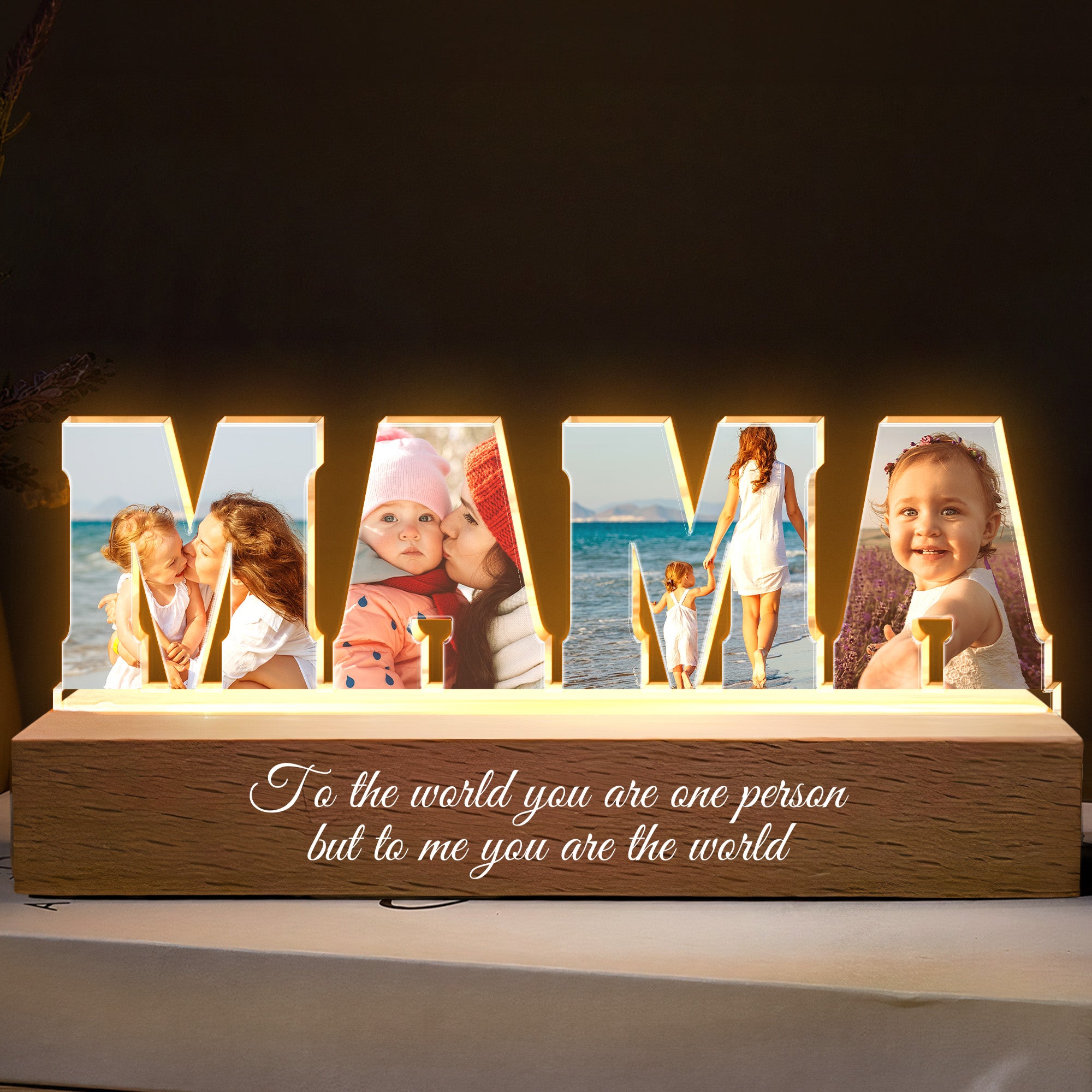To Me You Are The World Custom Photo Mama/Papa Light - Personalized Photo LED Night Light