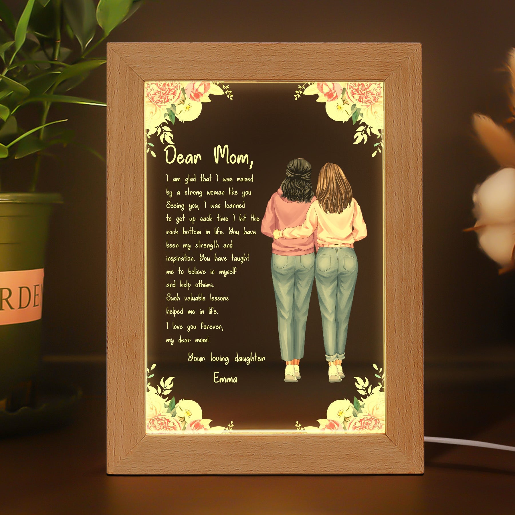 To Mom From Daughter I Love You Mother's Day Gift - Personalized Frame Lamp