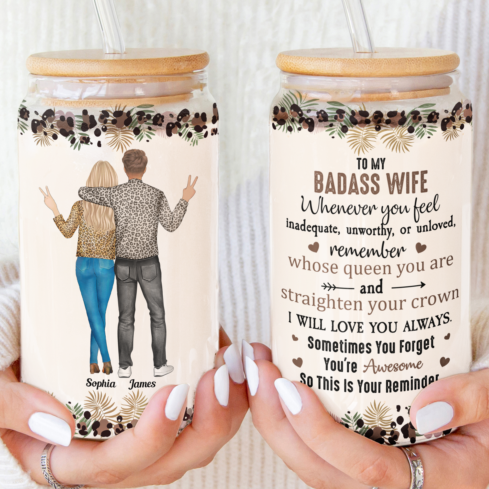 To My Badass Wife From Husband - Personalized Clear Glass Cup