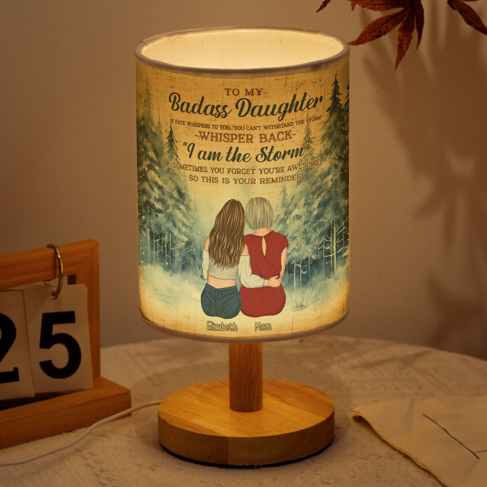 To My Daughter Gift Whisper Back I Am The Storm - Personalized Fabric Lamp