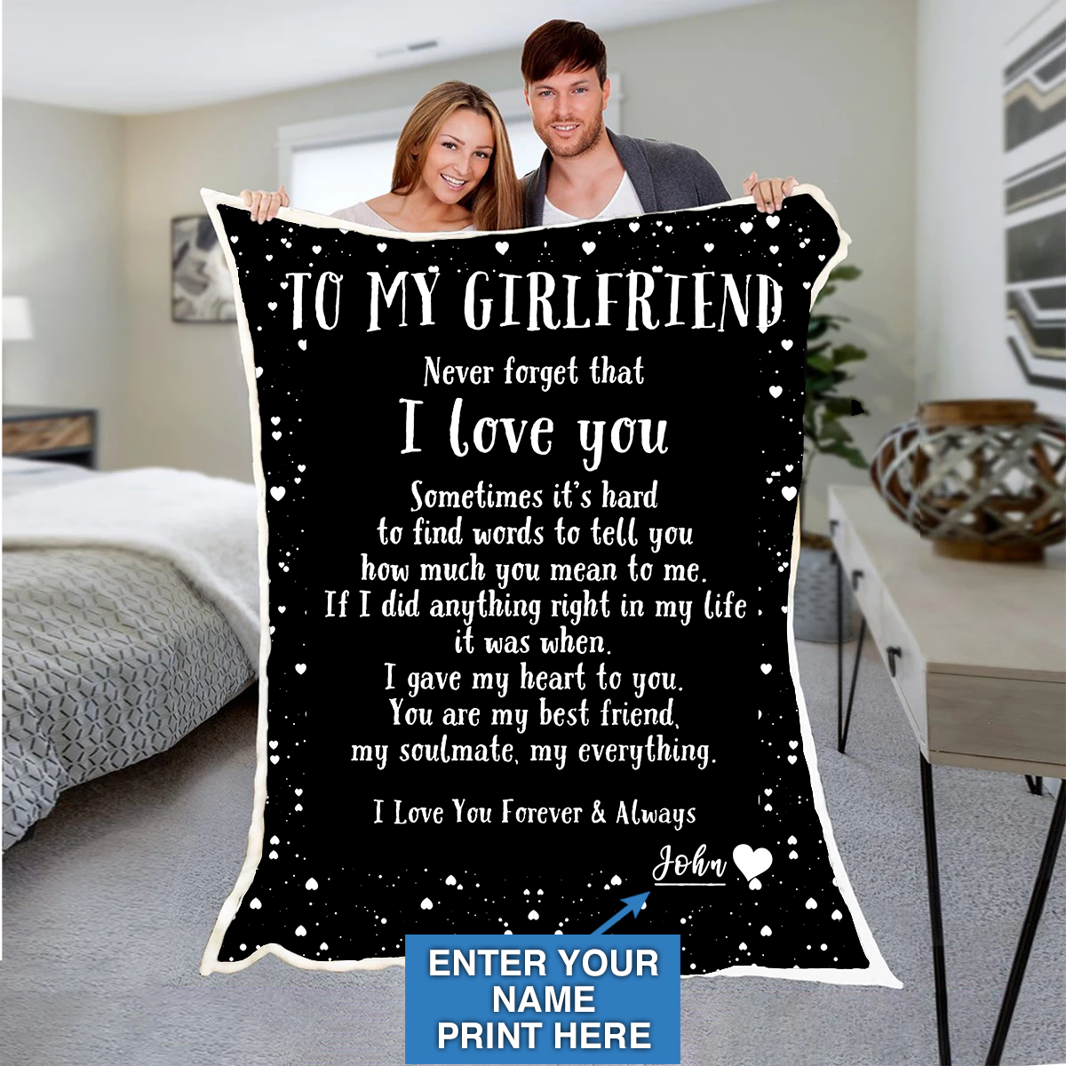 Custom Blankets Personalized Blanket - Perfect gift for Girlfriend - Sherpa Blanket-A Loves Gift