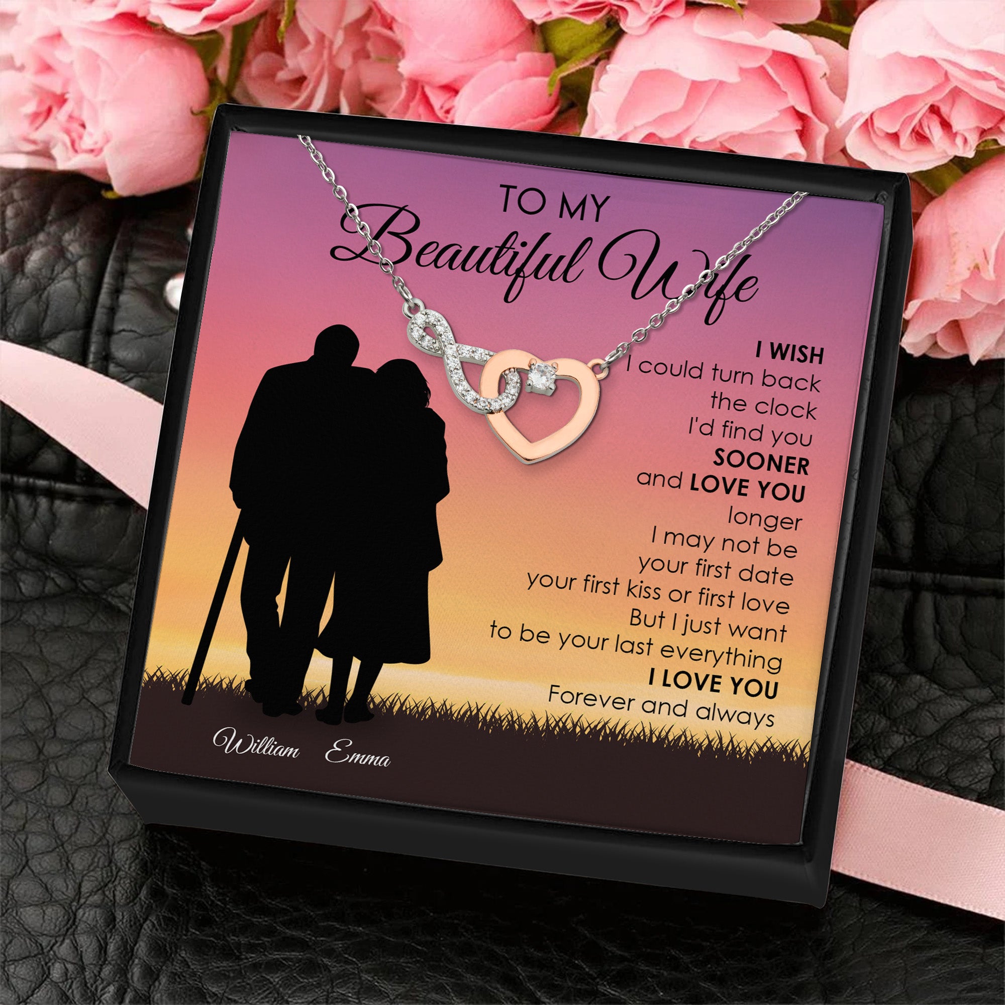 To My Wife Anniversary Gift Birthday Gift - Personalized Infinity Heart Necklace