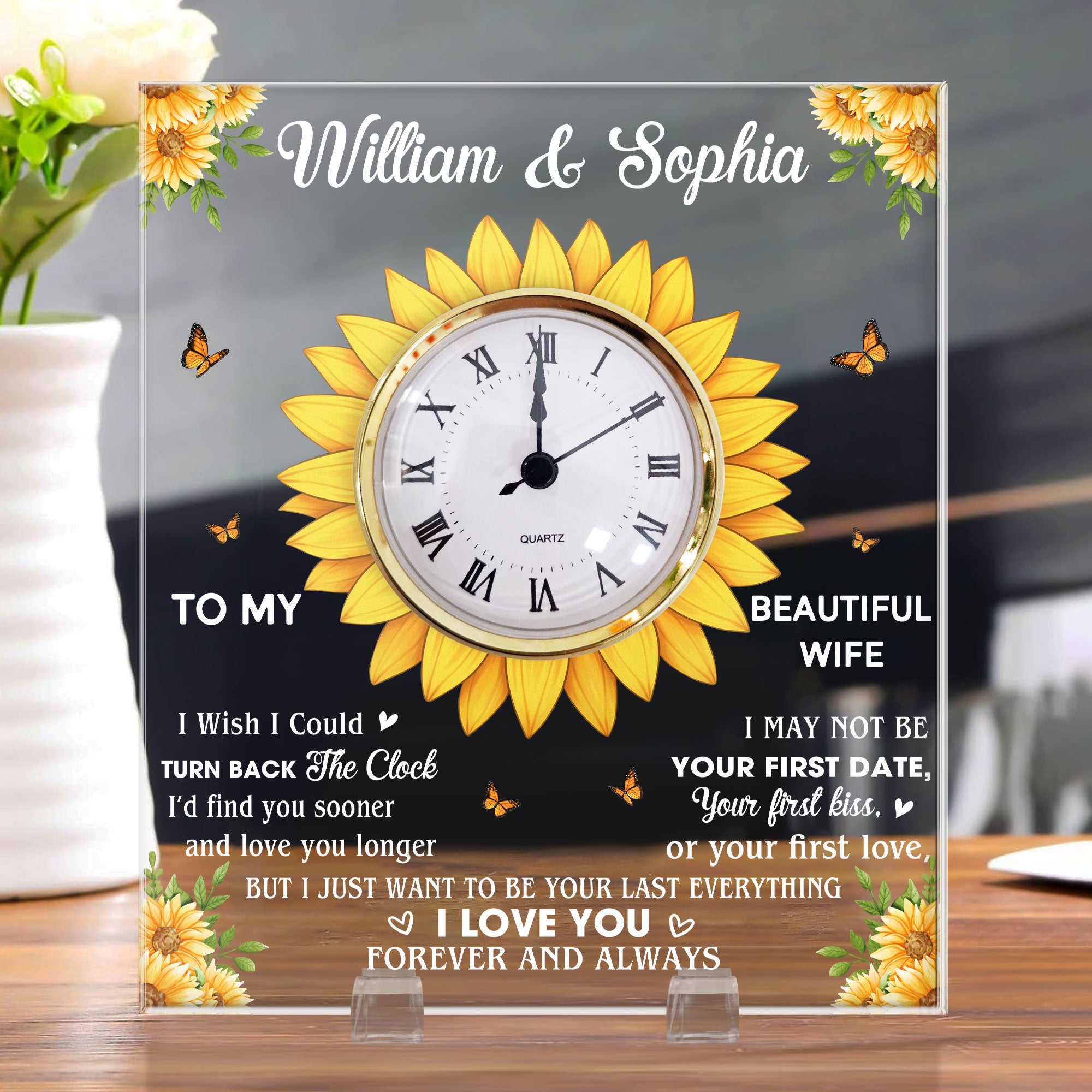 To My Wife Gift I Wish I Could Turn Back The Clock - Personalized Acrylic Desk Clock