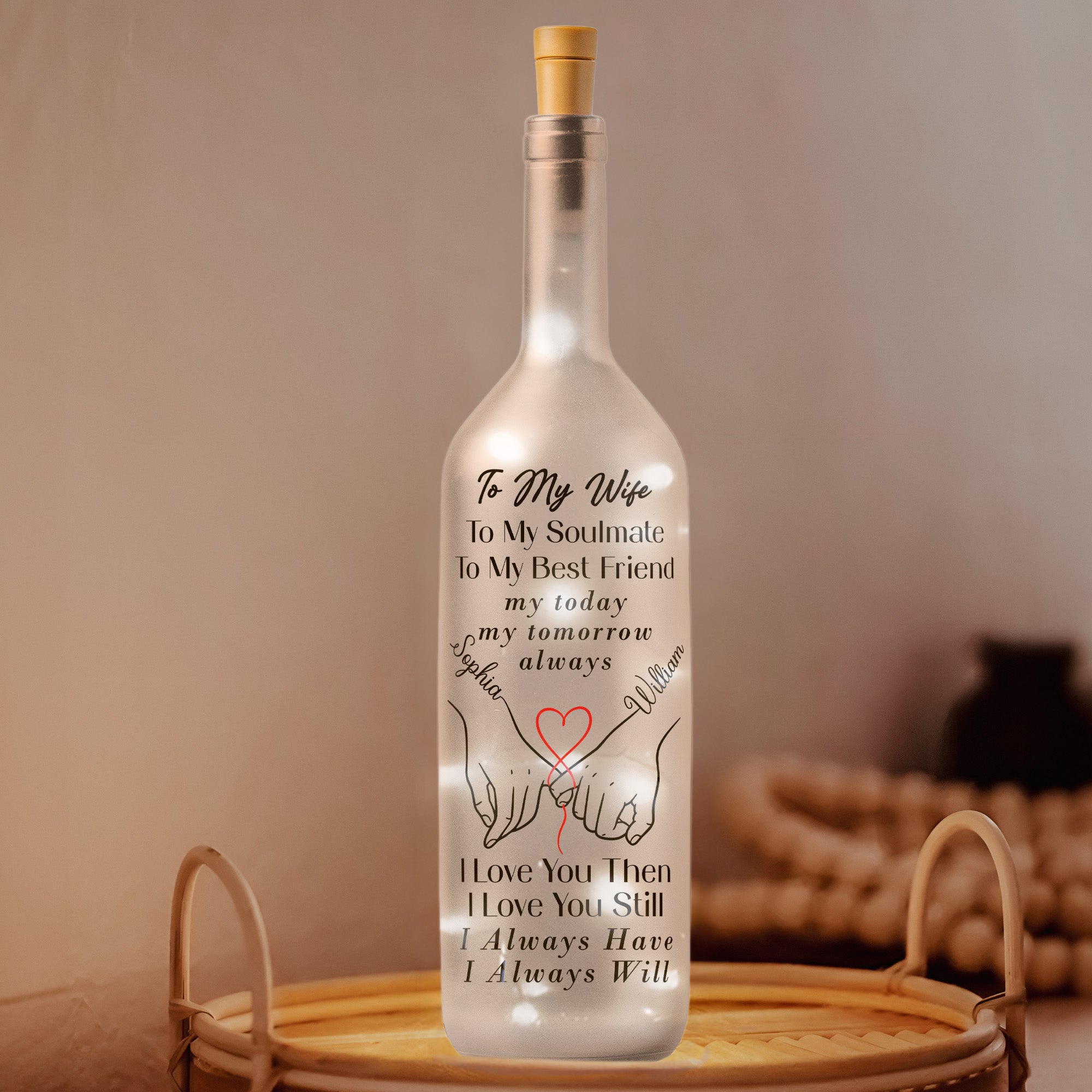 To My Wife I Love You Then I Love You Still I Always Have I Always Will - Personalized Bottle Lamp