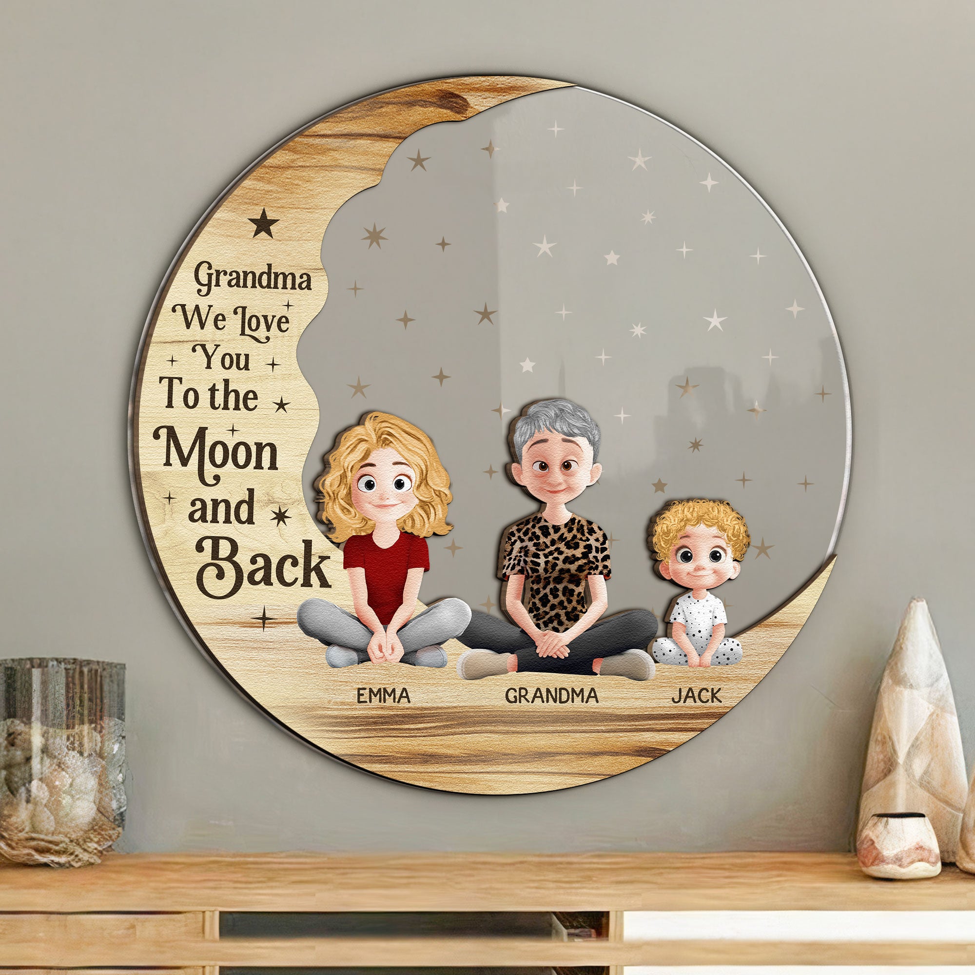 To The Moon And Back - Personalized Wood And Acrylic Wall Art