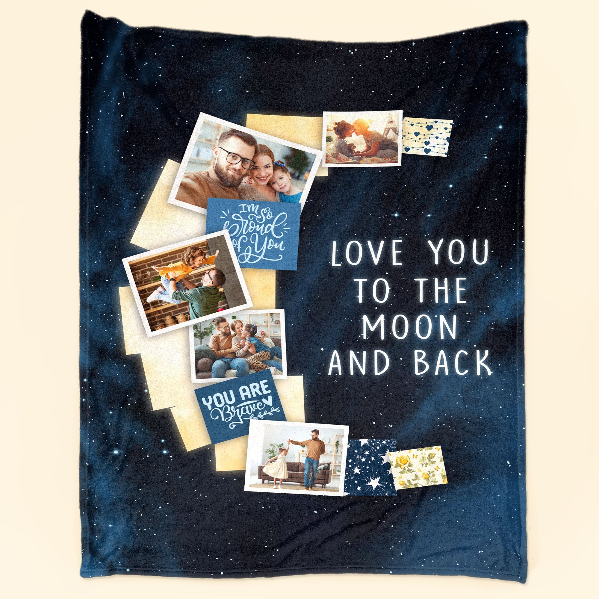 (Photo Inserted) To The Moon & Back - Personalized Photo Blanket
