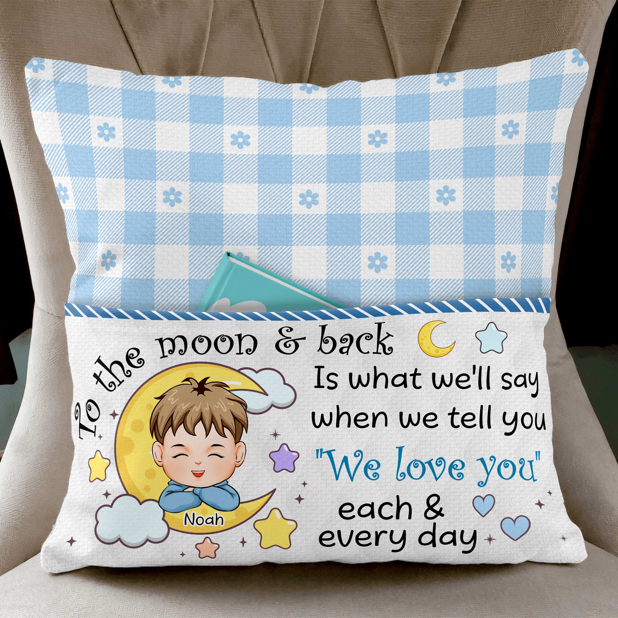 To The Moon & Back - Personalized Pocket Pillow (Insert Included)