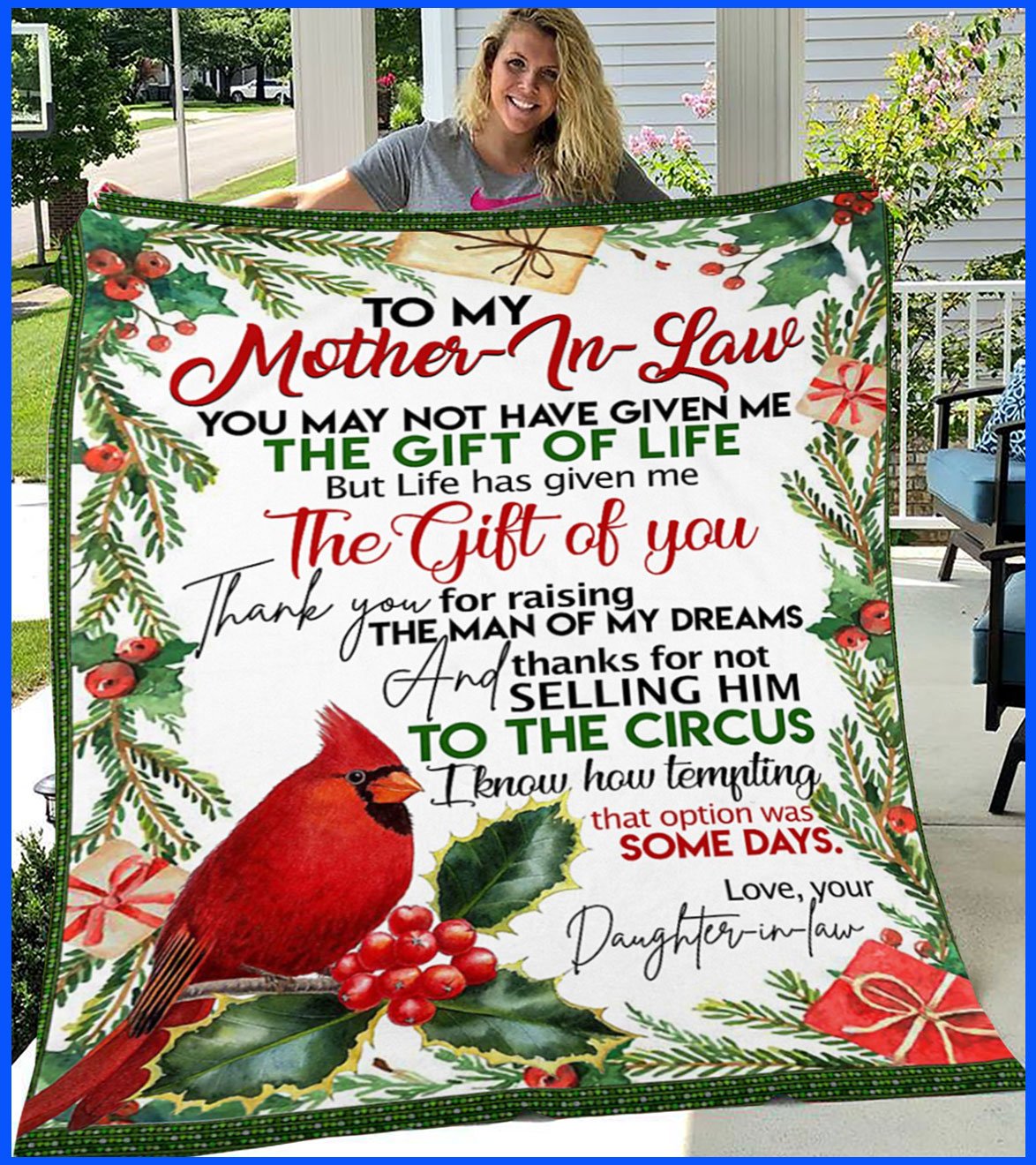 Custom Blanket Cardinal To My Mother In Law Blanket - Gift For Mother - Fleece Blanket-A Loves Gift