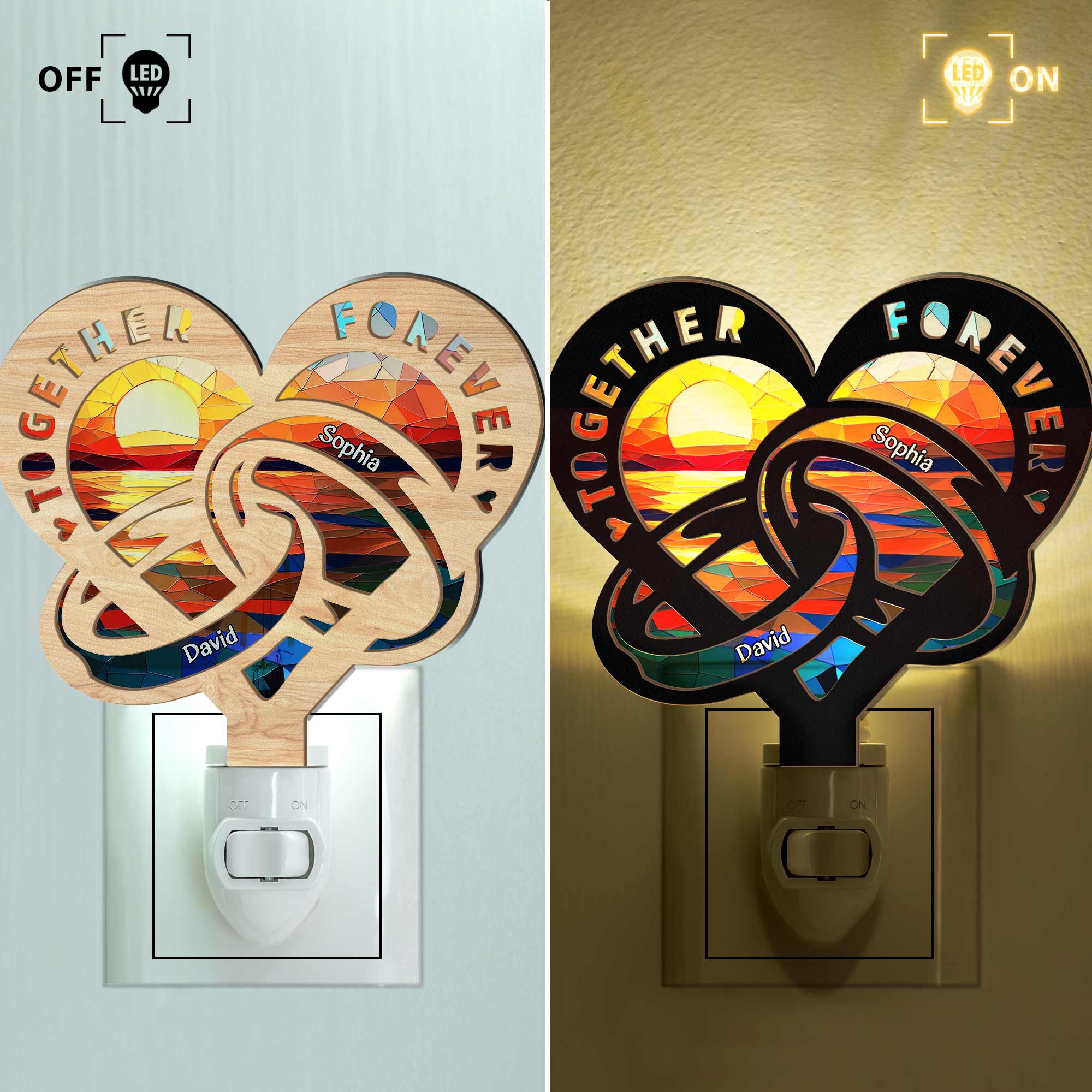 Together Forever - Personalized Wood And Acrylic Night Light